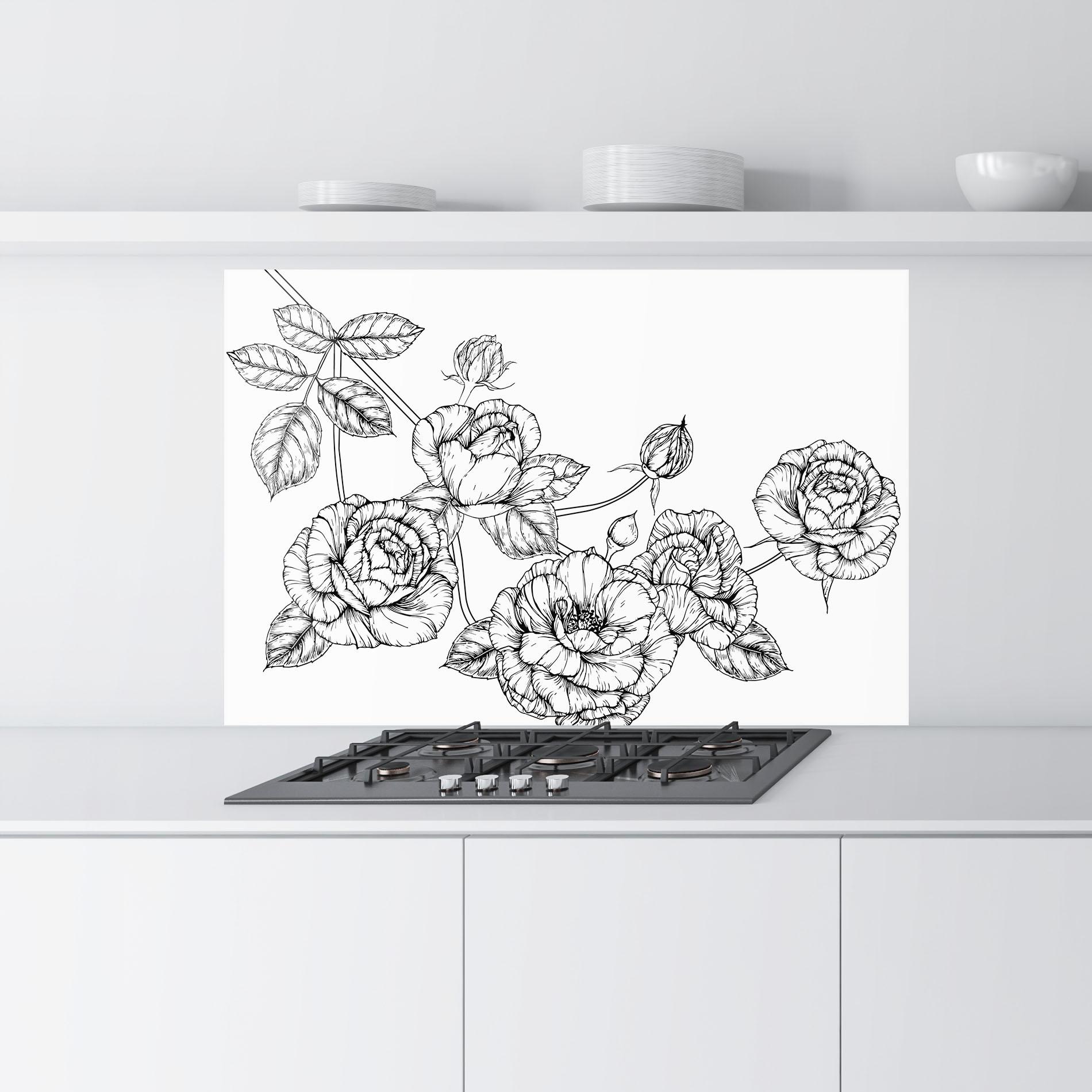 Küchenrückwand Glas Big Roses Line mockup 9