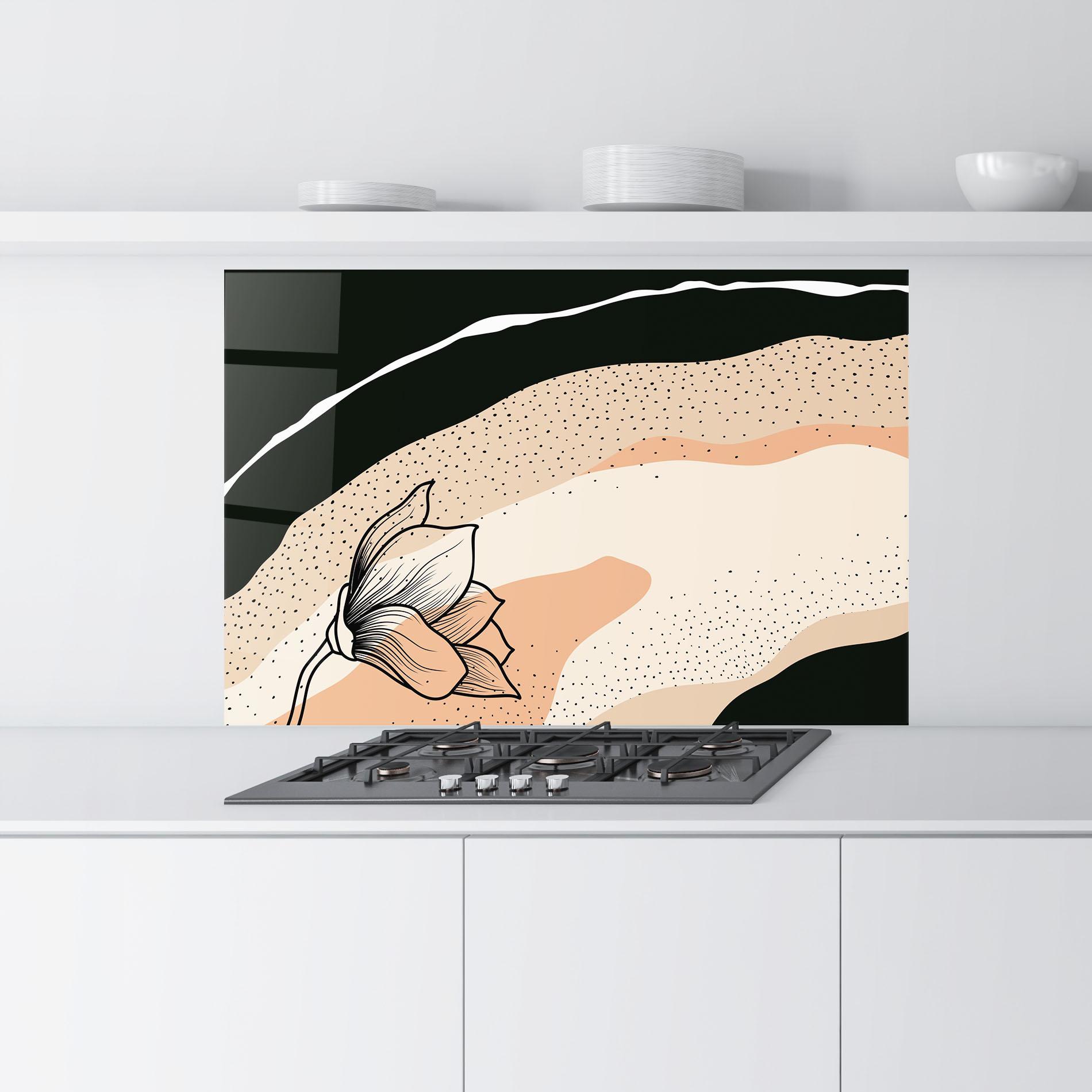 Küchenrückwand Glas Black Line Art Plant mockup 9