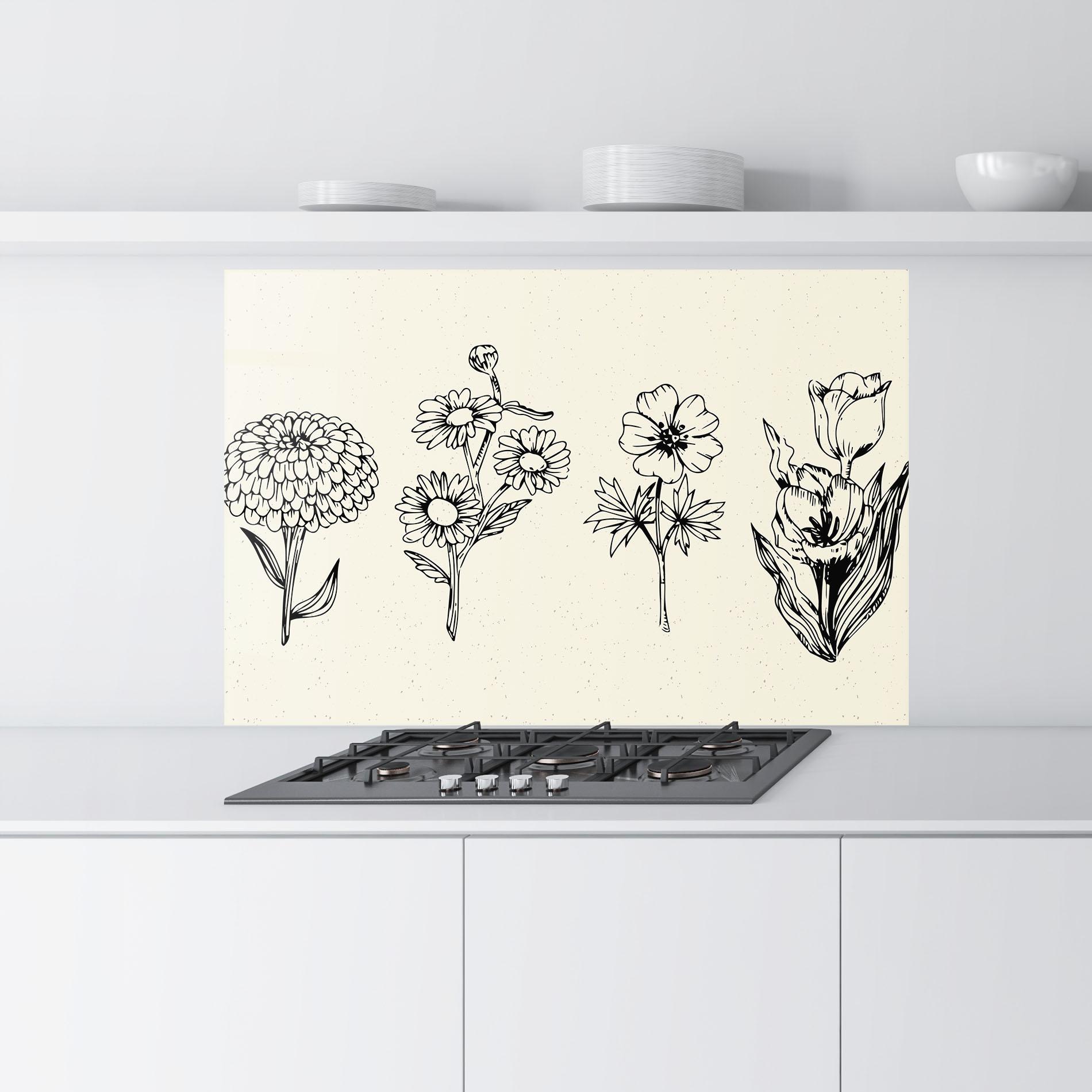 Küchenrückwand Glas Black Line Cream mockup 9