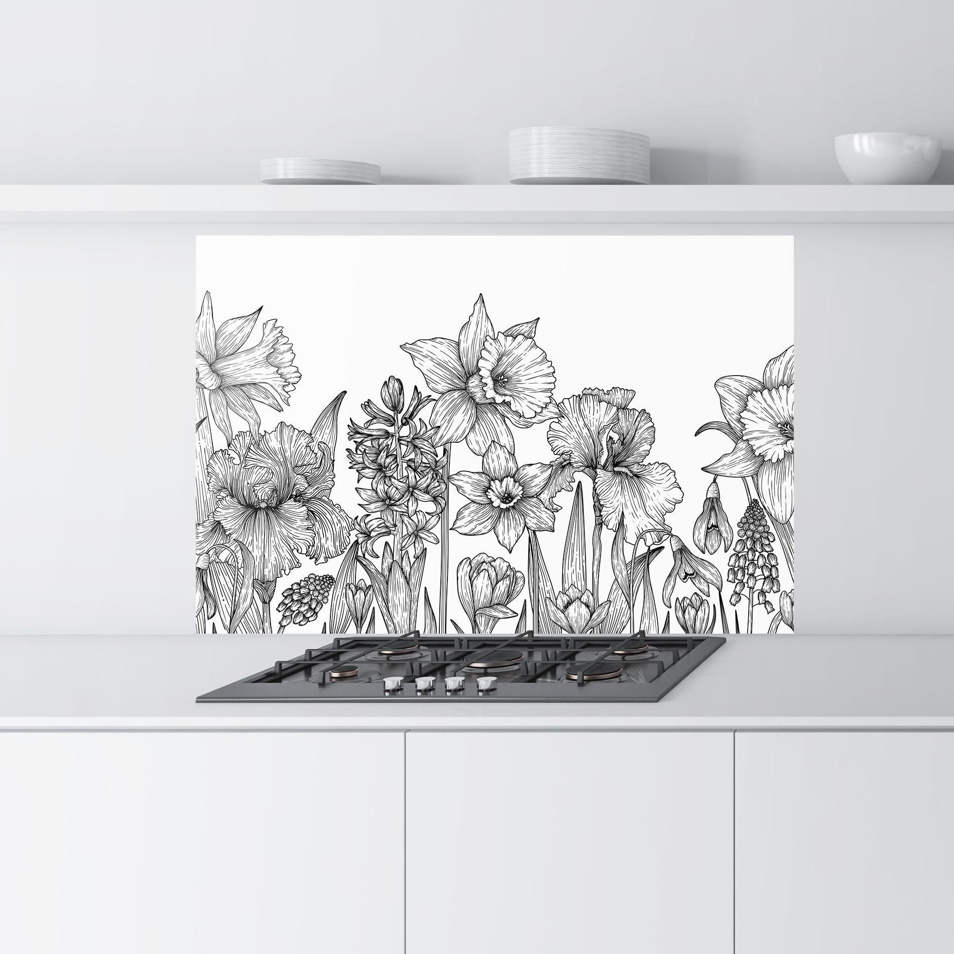 Küchenrückwand Glas Black Line Plant mockup 9