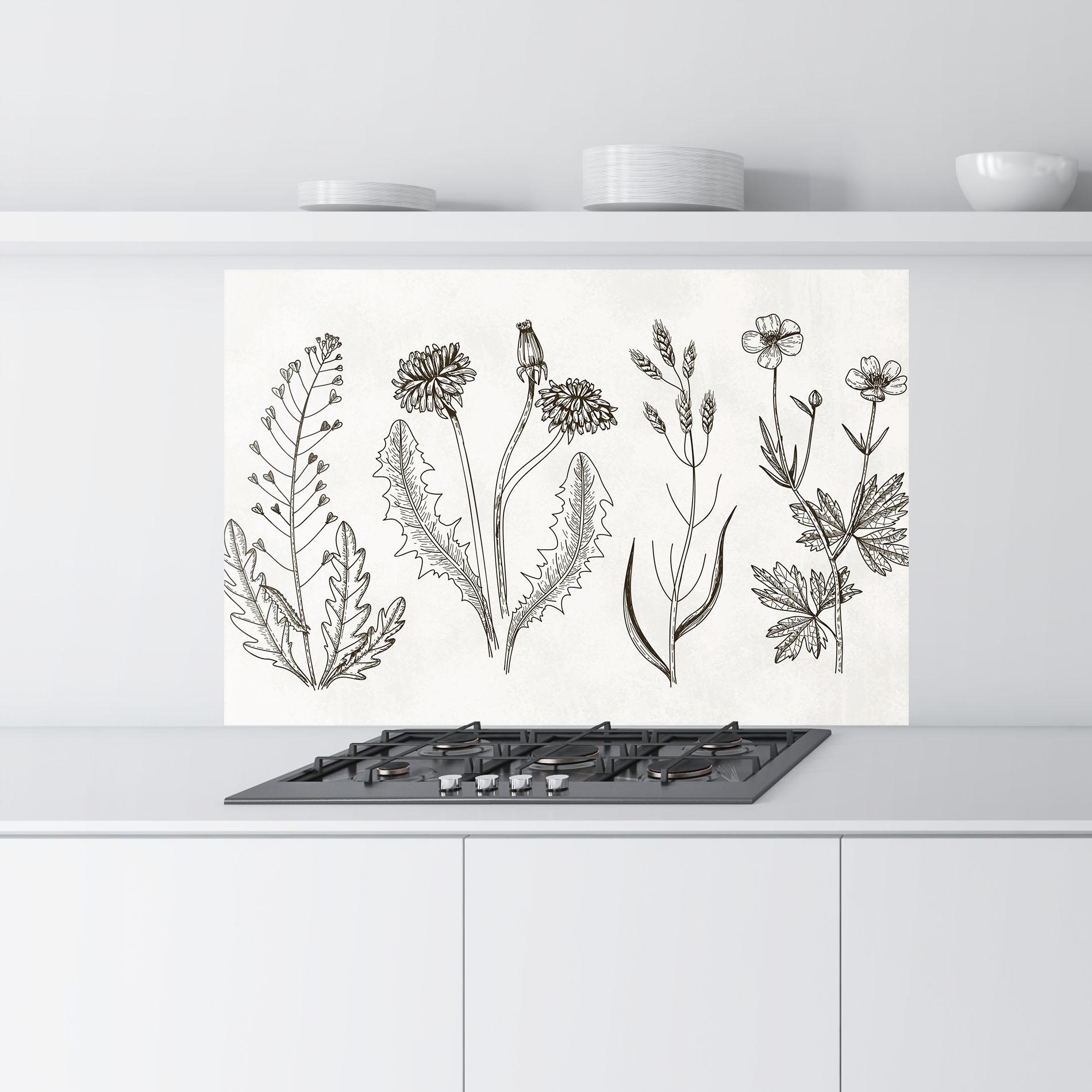 Küchenrückwand Glas Black Line White mockup 9