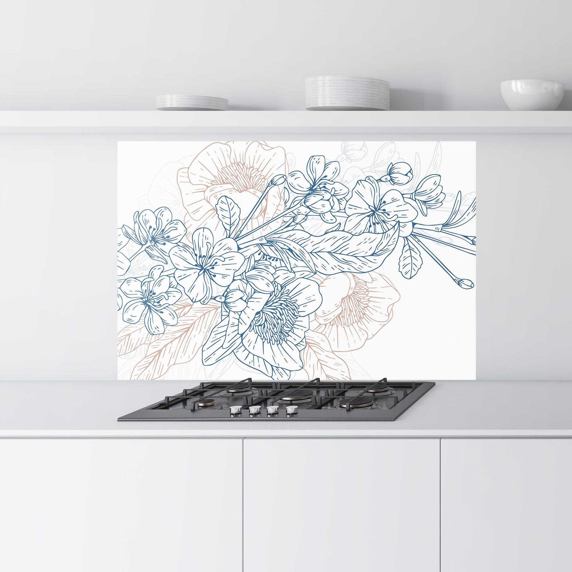 Küchenrückwand Glas Blue Cream Line mockup 9