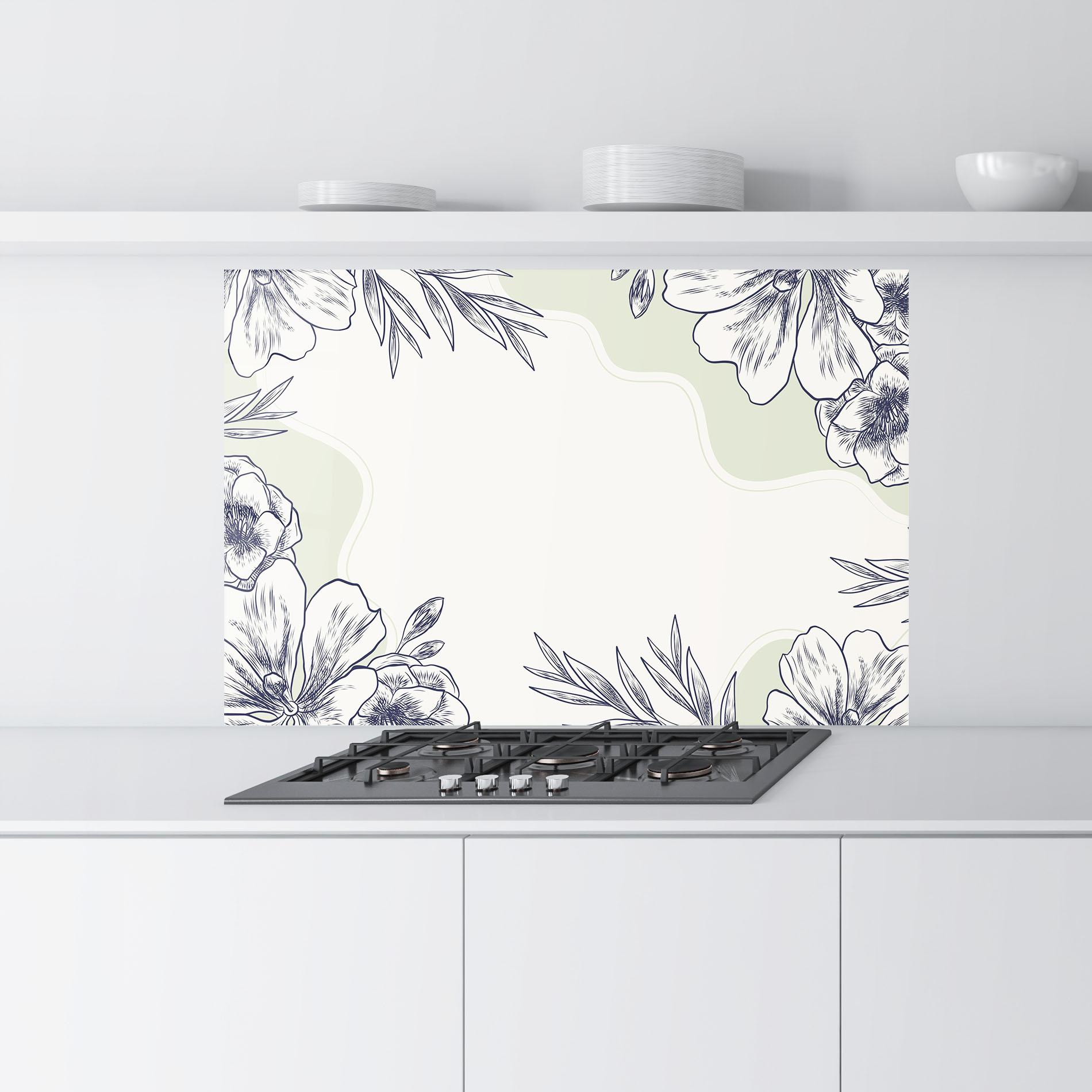 Küchenrückwand Glas Blue Line Green mockup 9