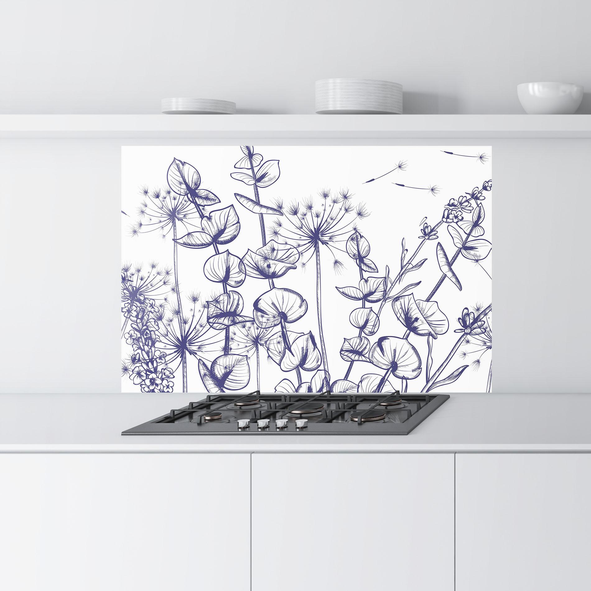 Küchenrückwand Glas Blue Line Plants mockup 9