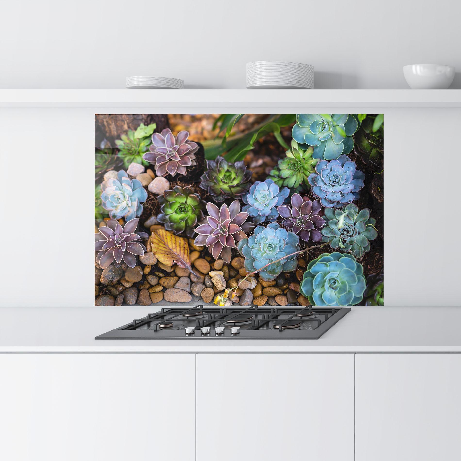 Küchenrückwand Glas Colorful Flowers mockup 9