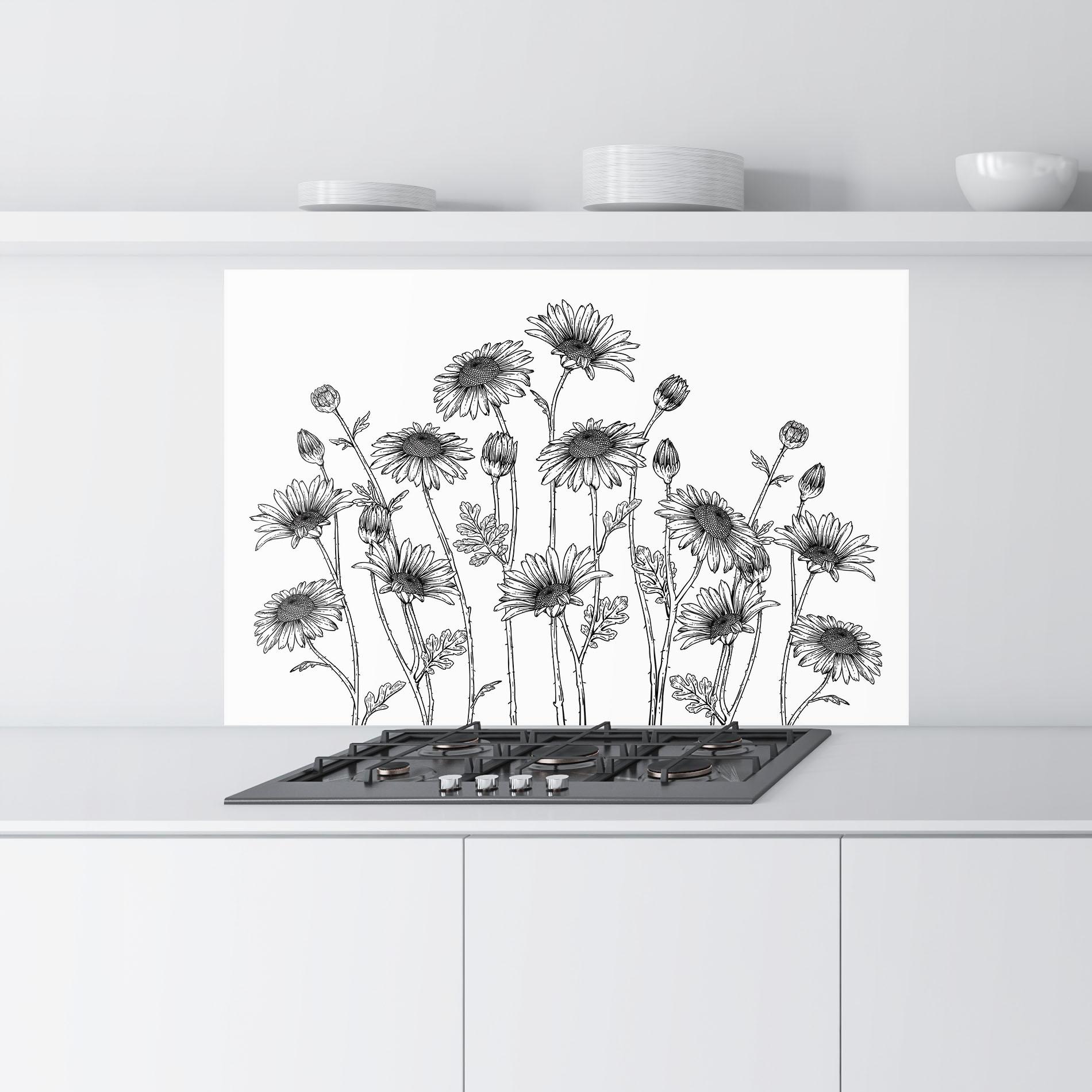 Küchenrückwand Glas Daisy Black Line mockup 9
