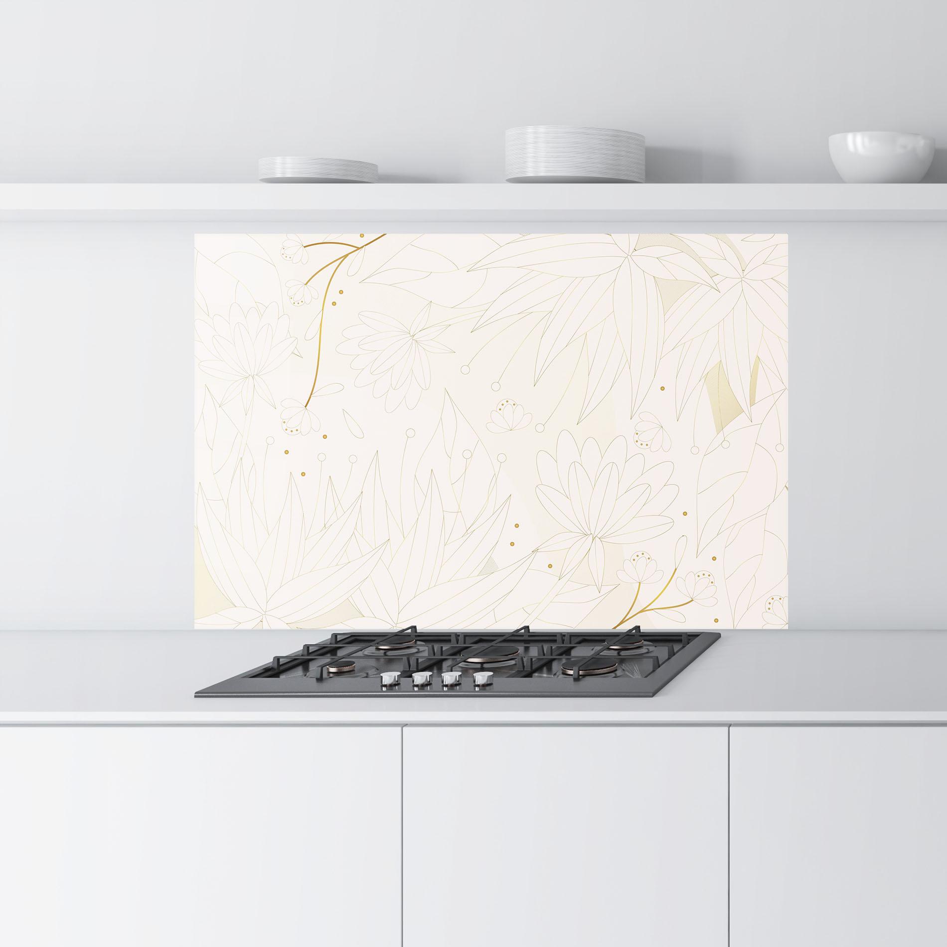 Küchenrückwand Glas Flower Cream Line mockup 9
