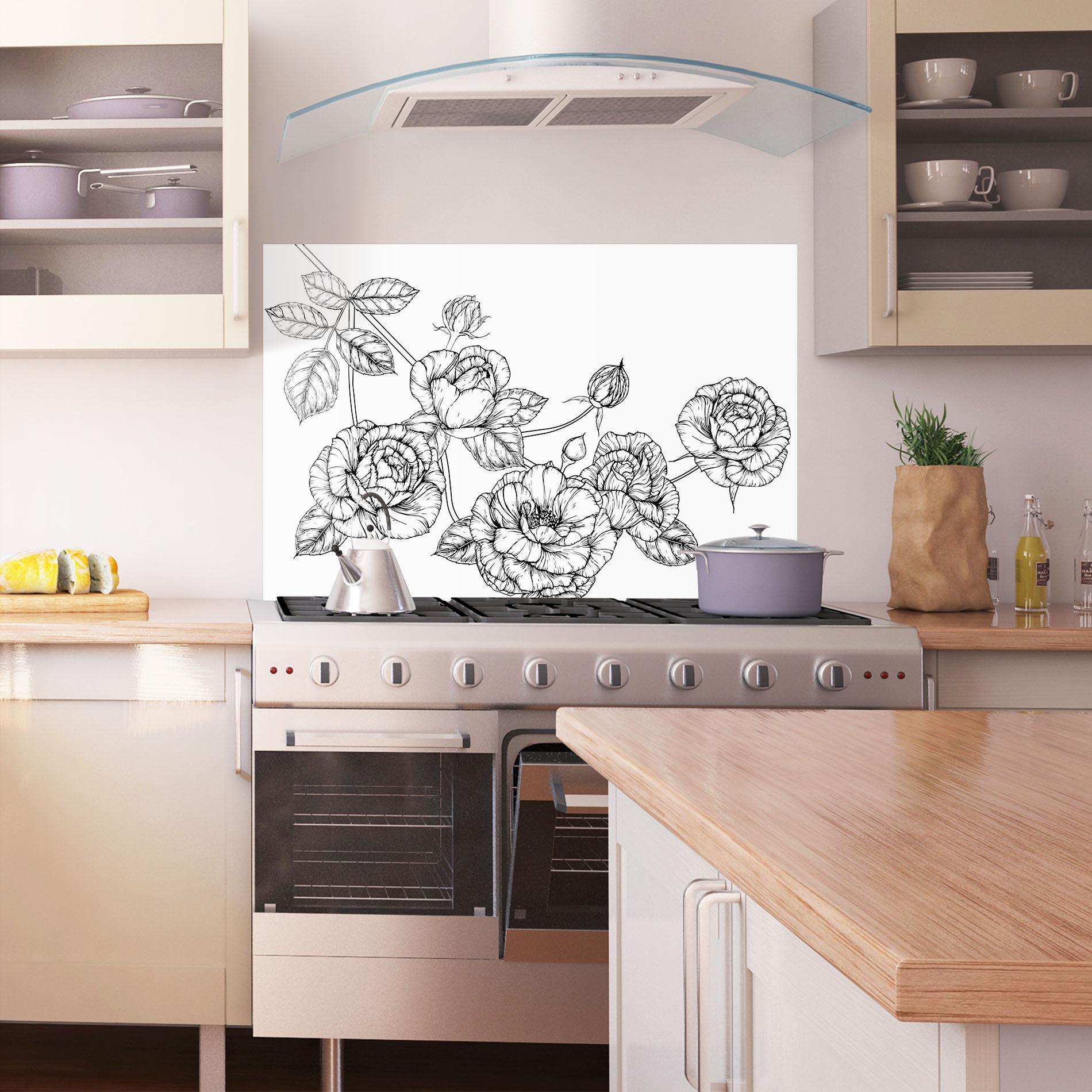 Küchenrückwand Glas Big Roses Line mockup 1