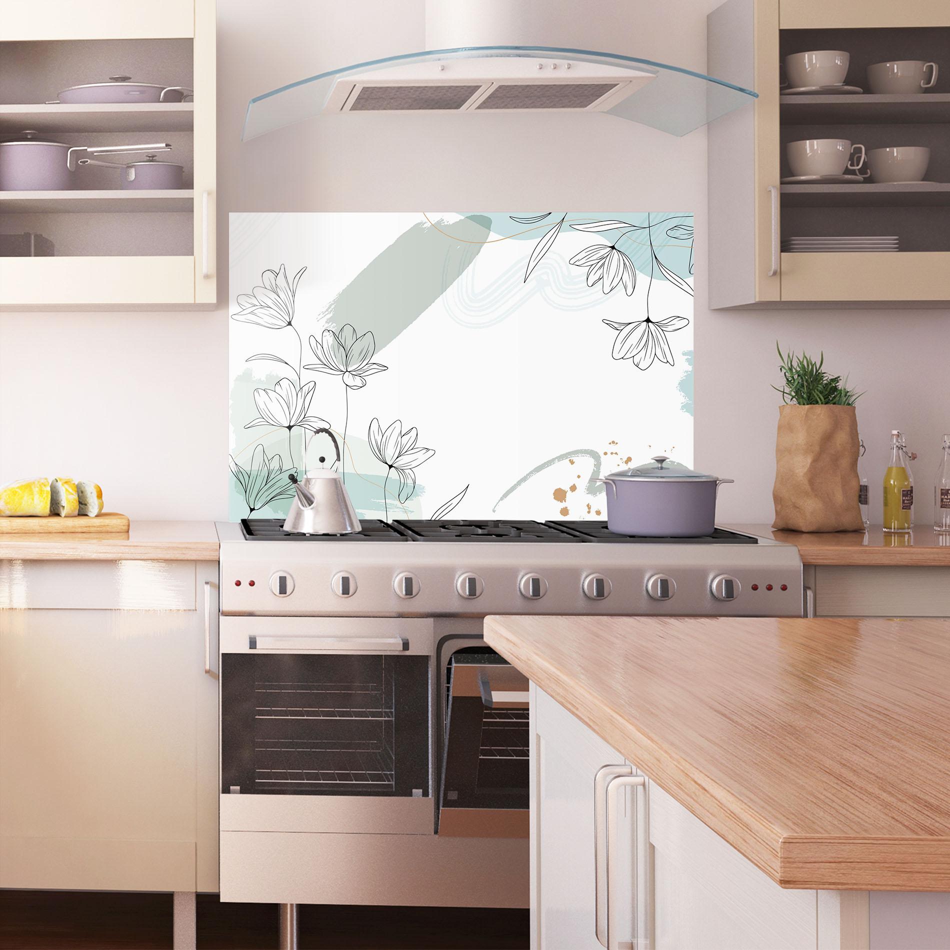 Küchenrückwand Glas Black Blue Line mockup 1