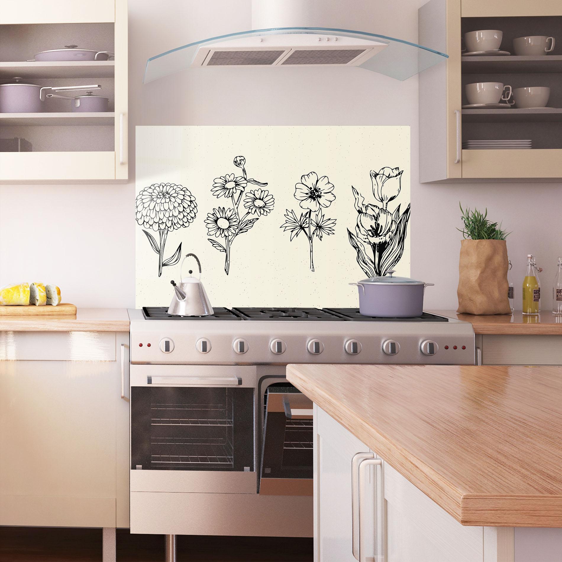 Küchenrückwand Glas Black Line Cream mockup 1