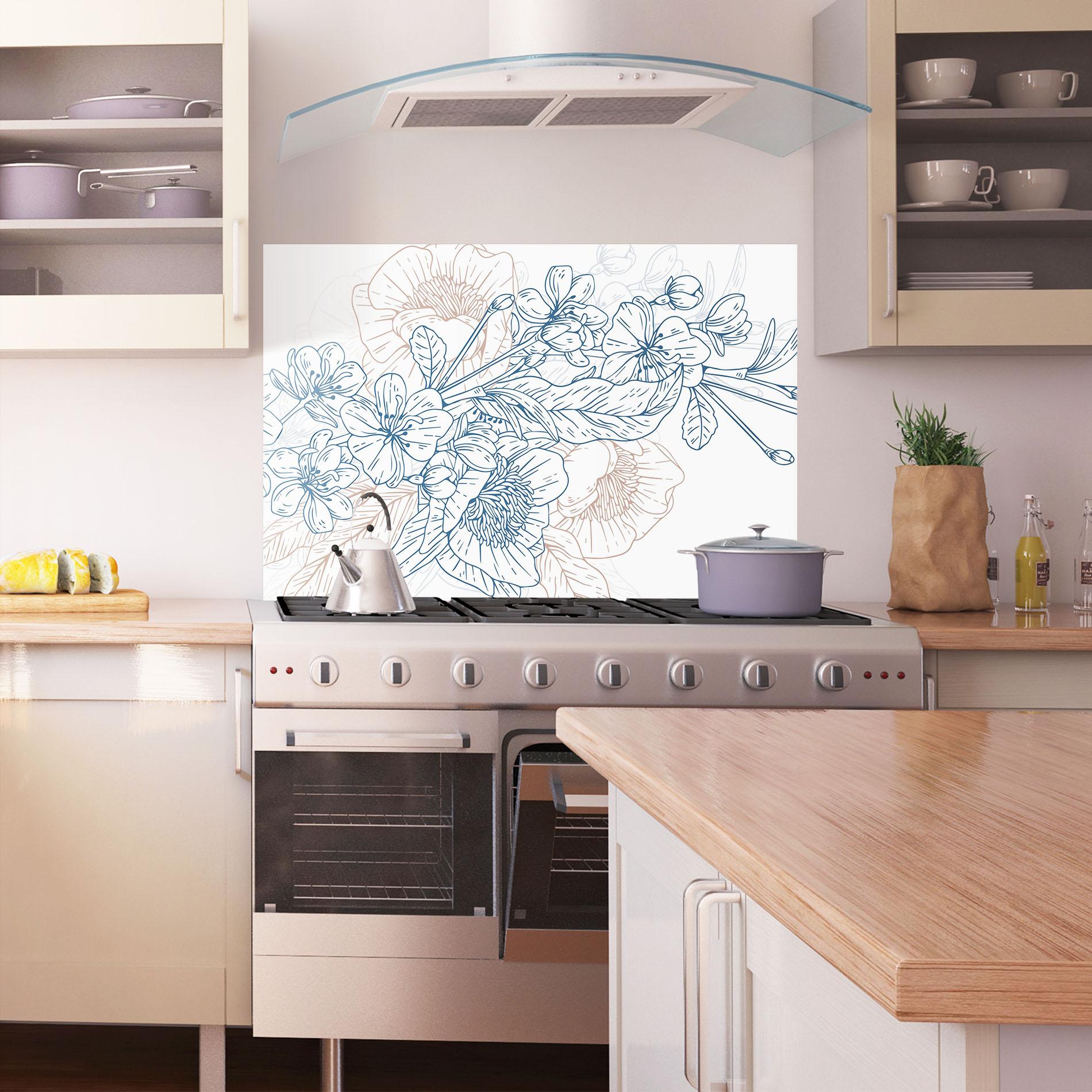 Küchenrückwand Glas Blue Cream Line mockup 1