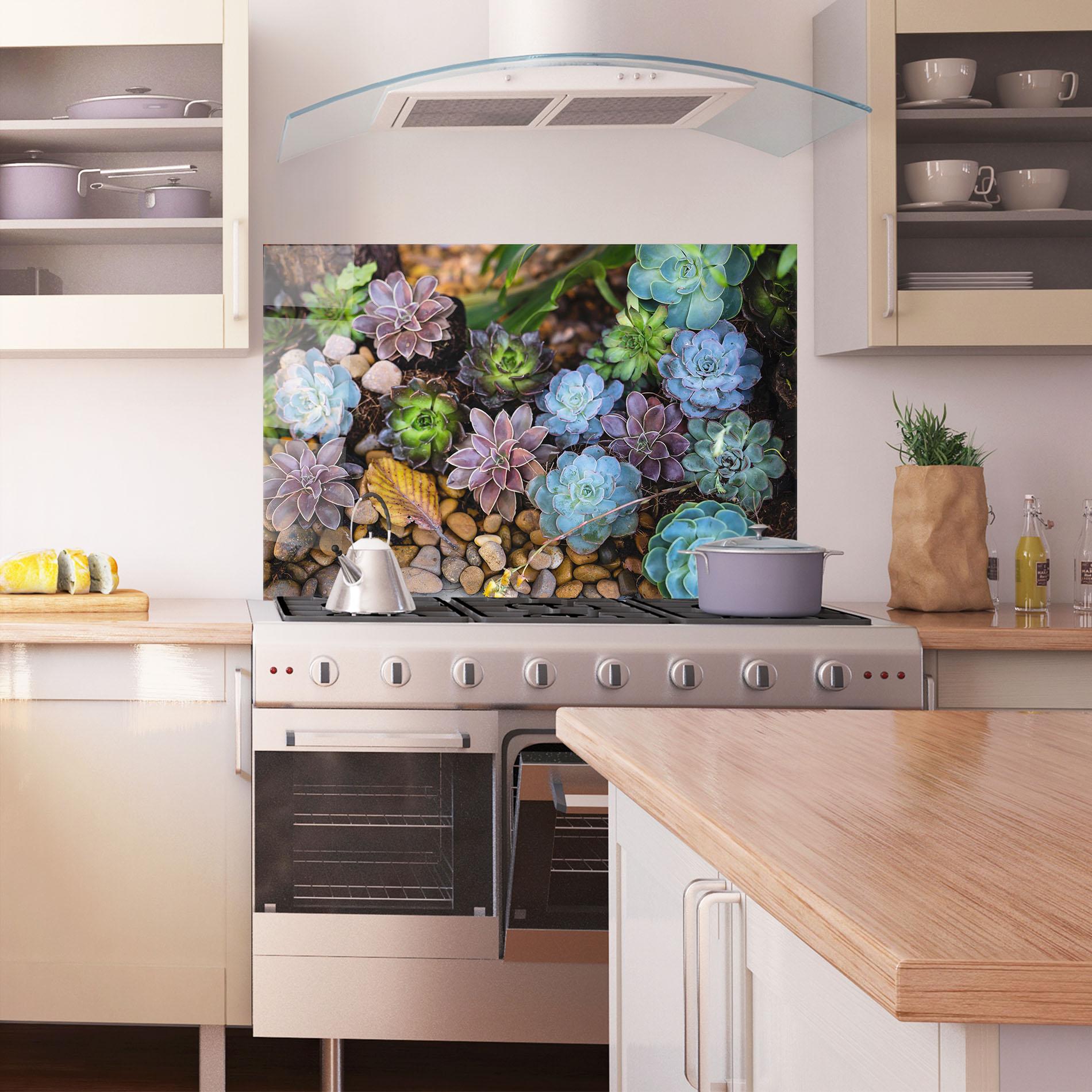 Küchenrückwand Glas Colorful Flowers mockup 1