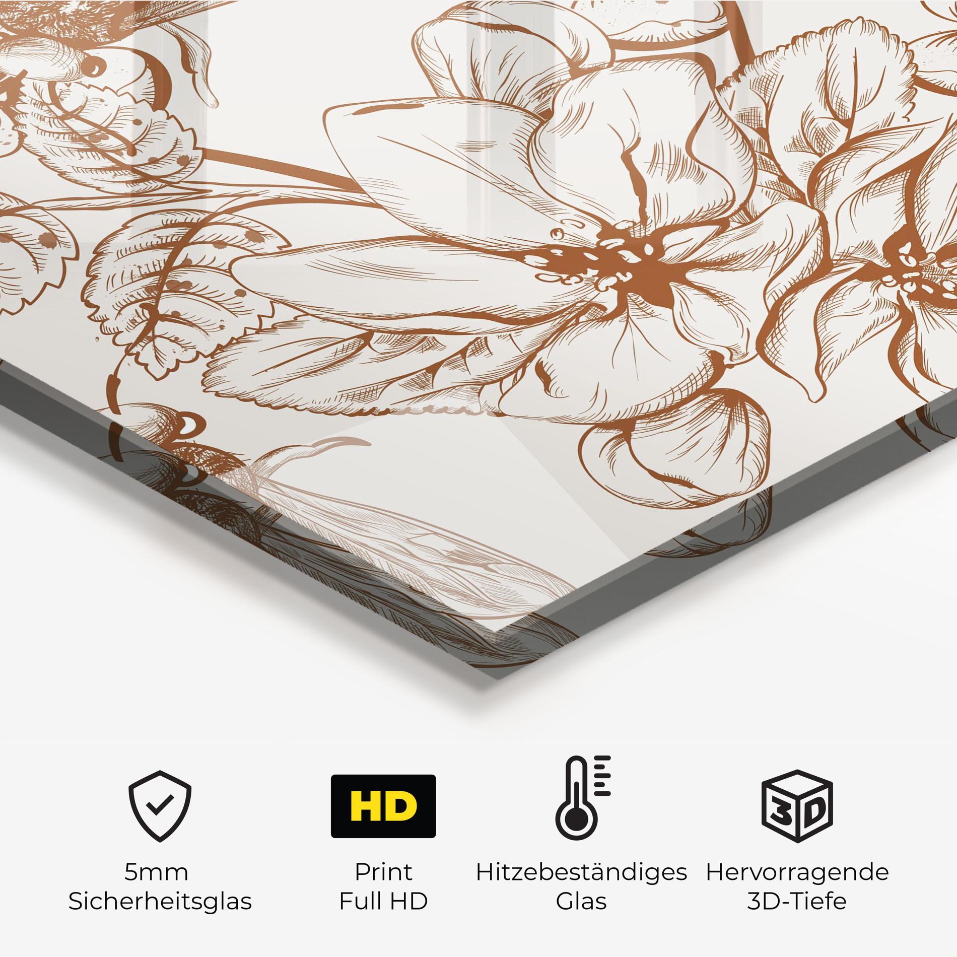 Küchenrückwand Glas Bee Flower Line mockup 2