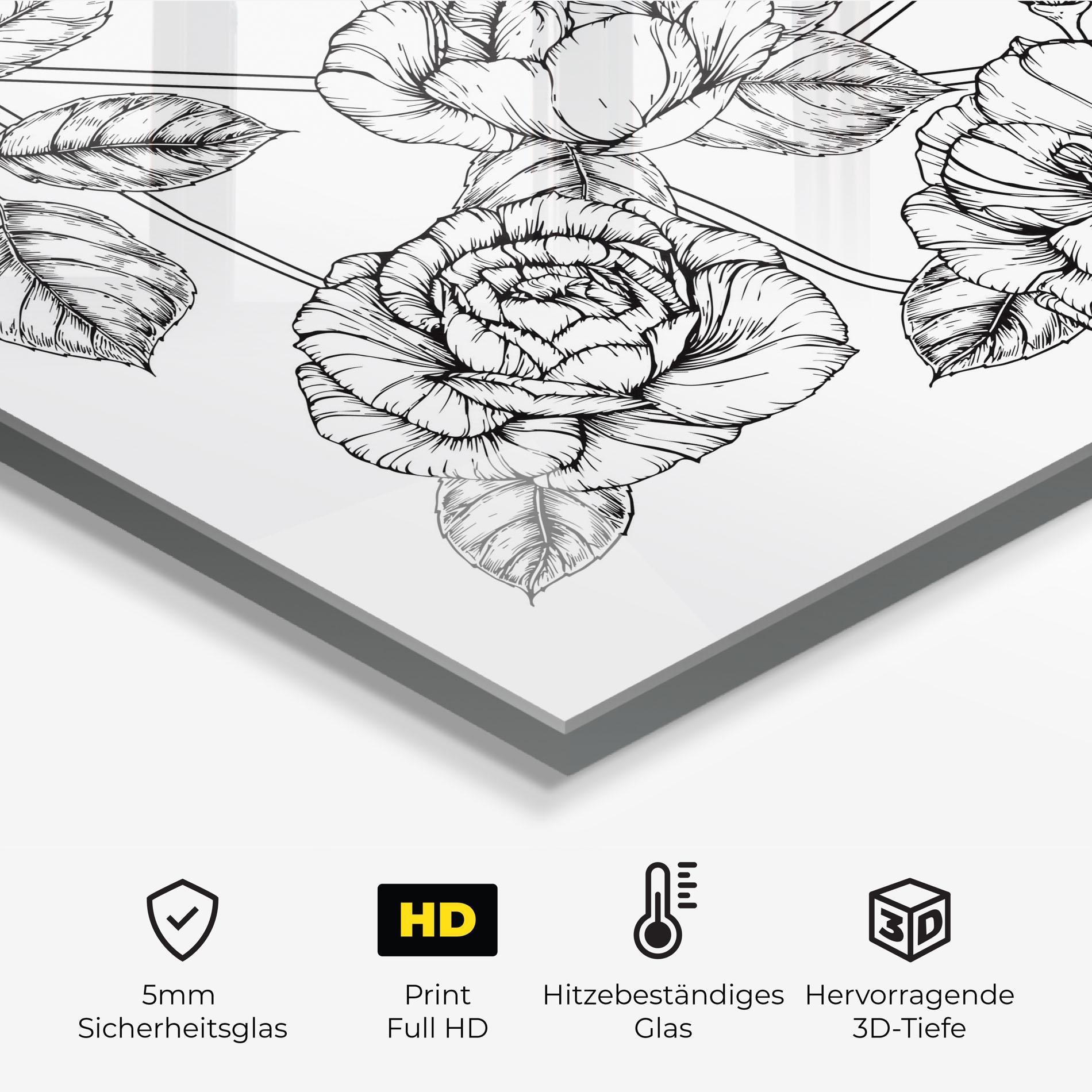 Küchenrückwand Glas Big Roses Line mockup 2