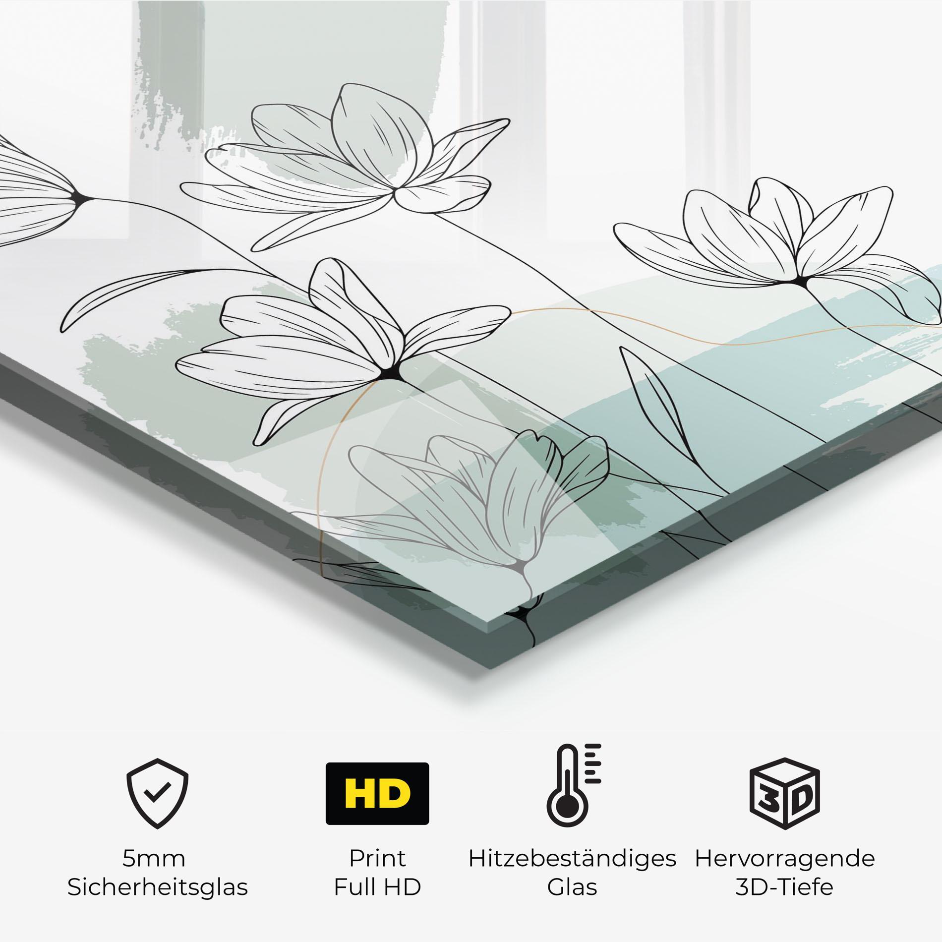 Küchenrückwand Glas Black Blue Line mockup 2