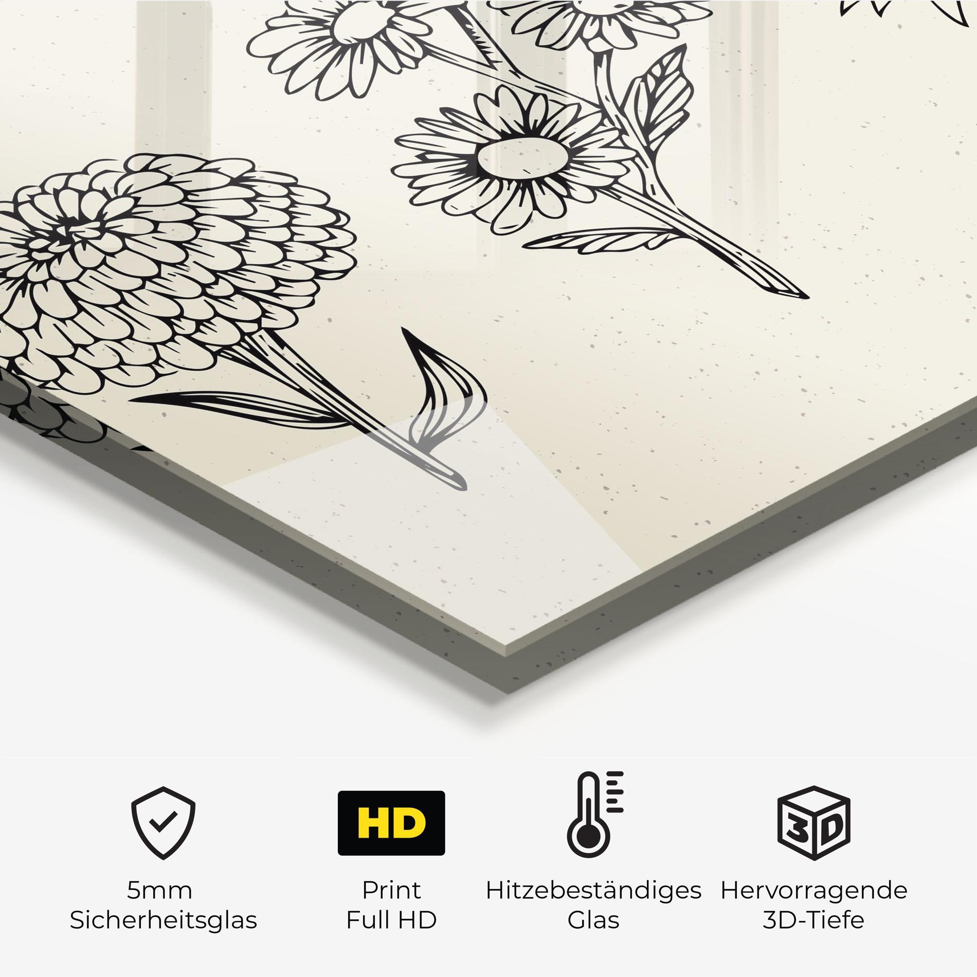 Küchenrückwand Glas Black Line Cream mockup 2