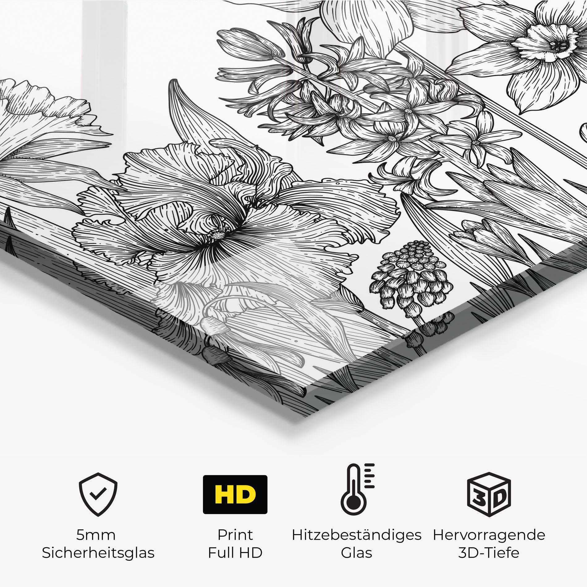 Küchenrückwand Glas Black Line Plant mockup 2