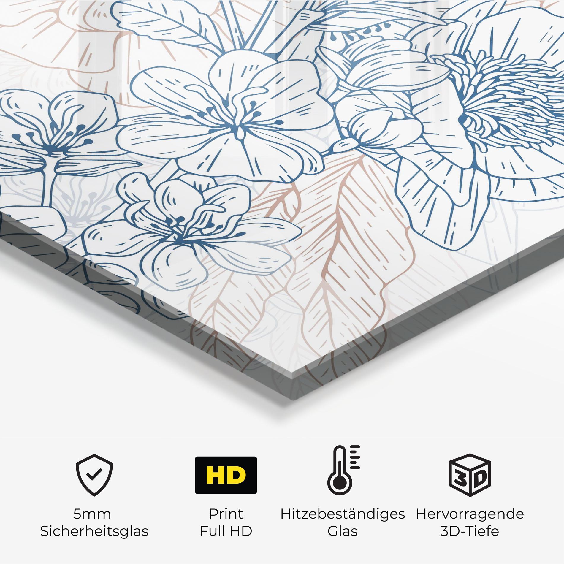 Küchenrückwand Glas Blue Cream Line mockup 2