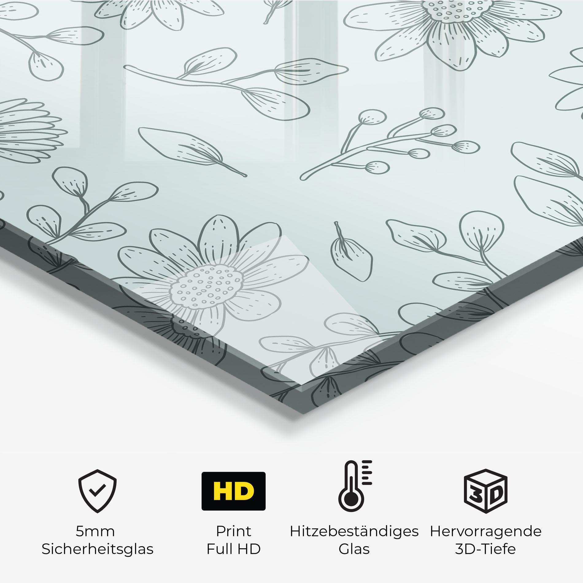 Küchenrückwand Glas Blue Grey Line mockup 2