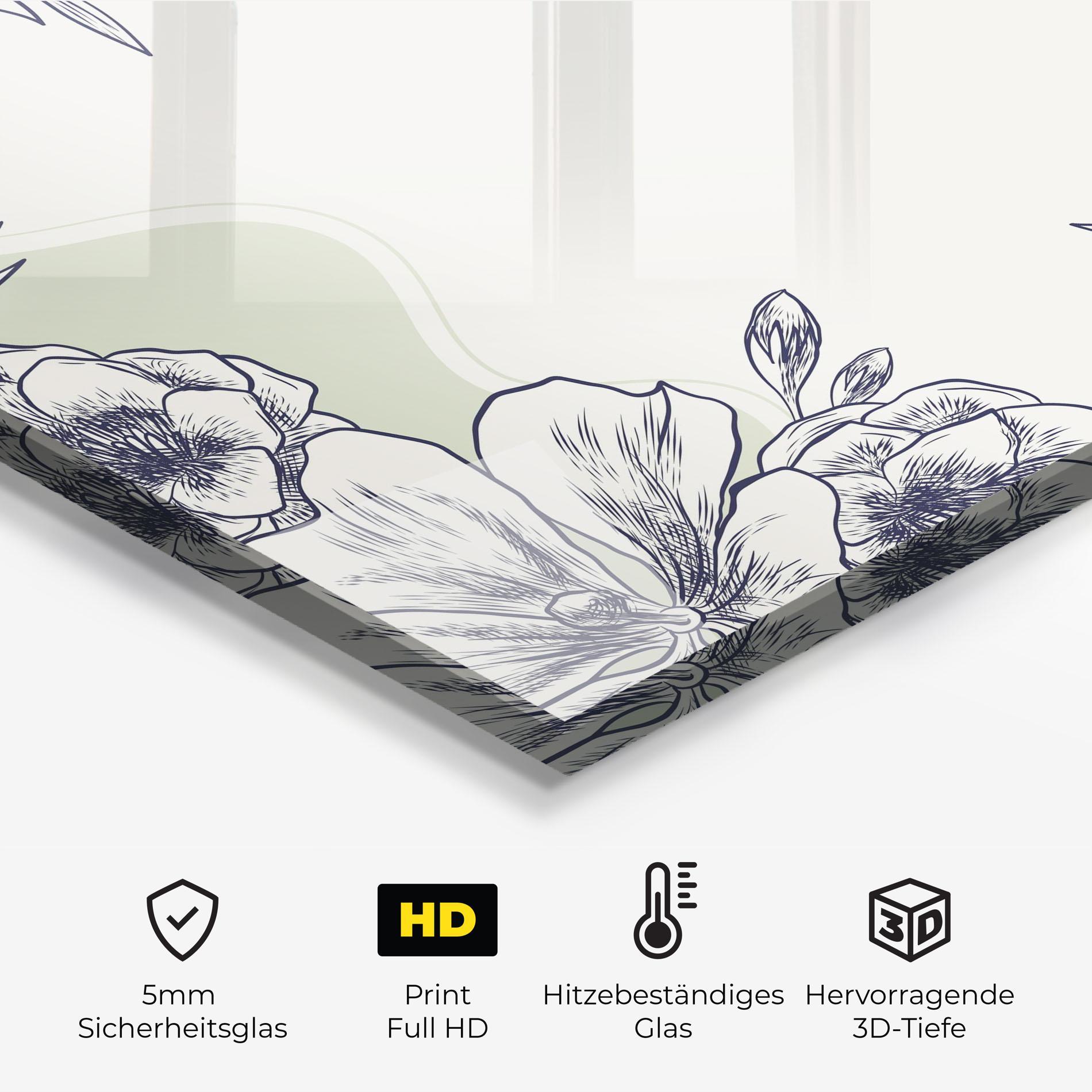 Küchenrückwand Glas Blue Line Green mockup 2