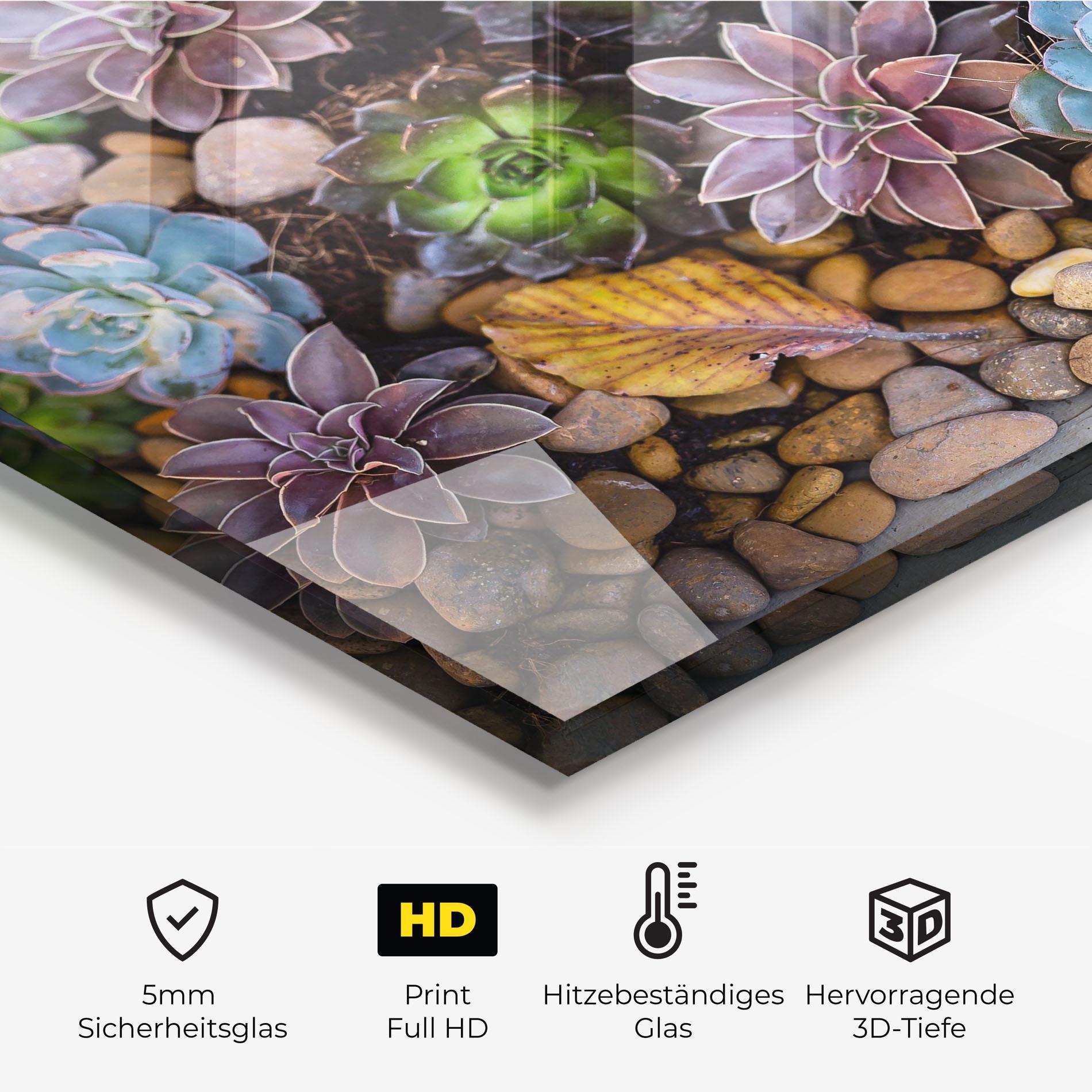 Küchenrückwand Glas Colorful Flowers mockup 2