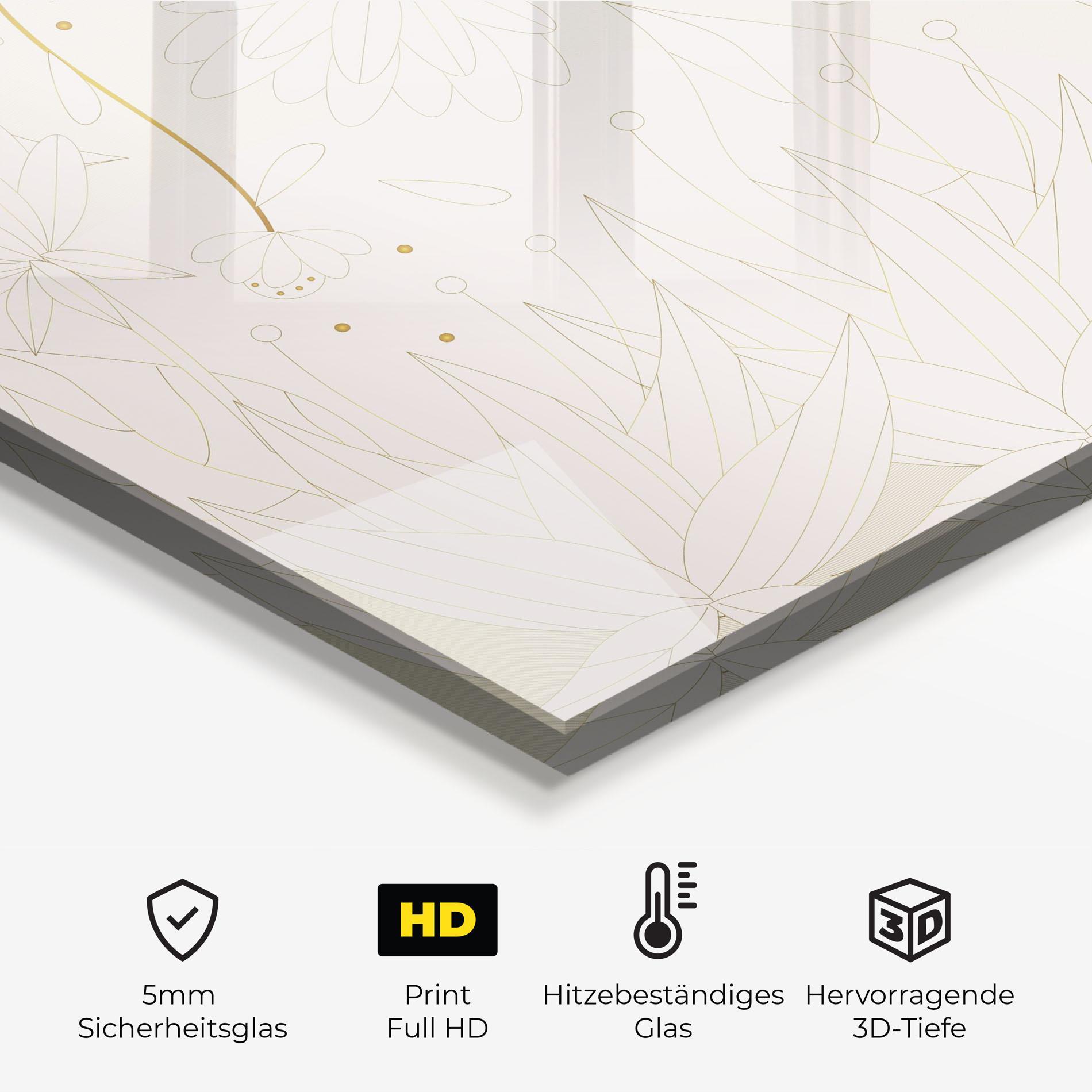 Küchenrückwand Glas Flower Cream Line mockup 2