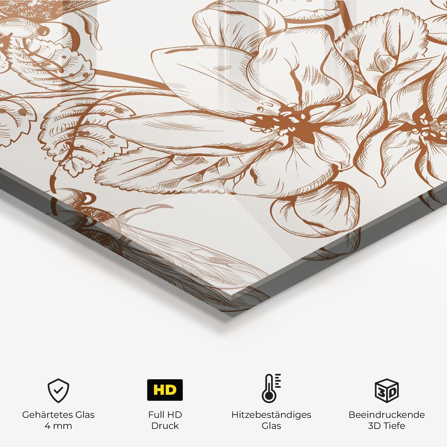 Küchenrückwand Glas Bee Flower Line mockup 2