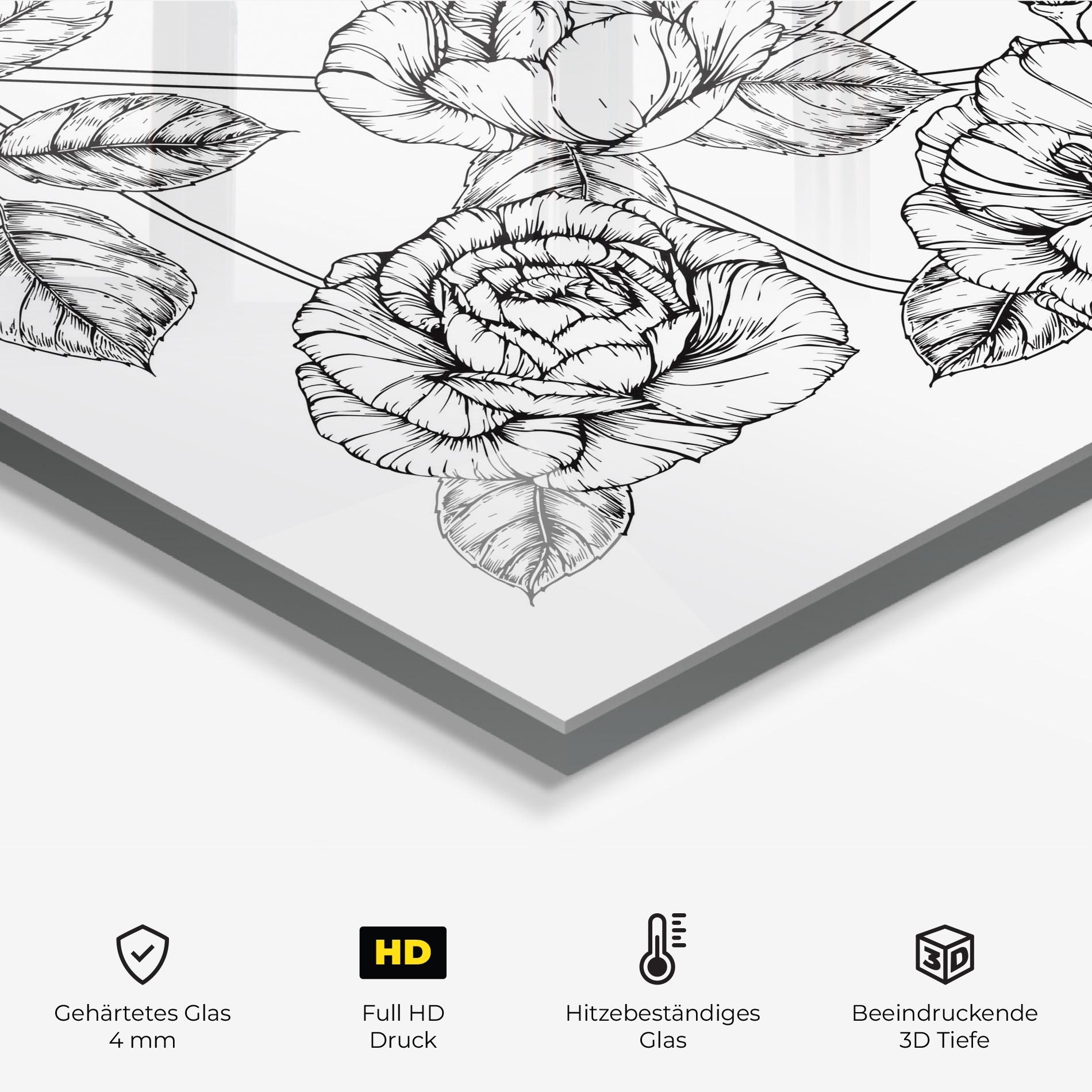 Küchenrückwand Glas Big Roses Line mockup 2