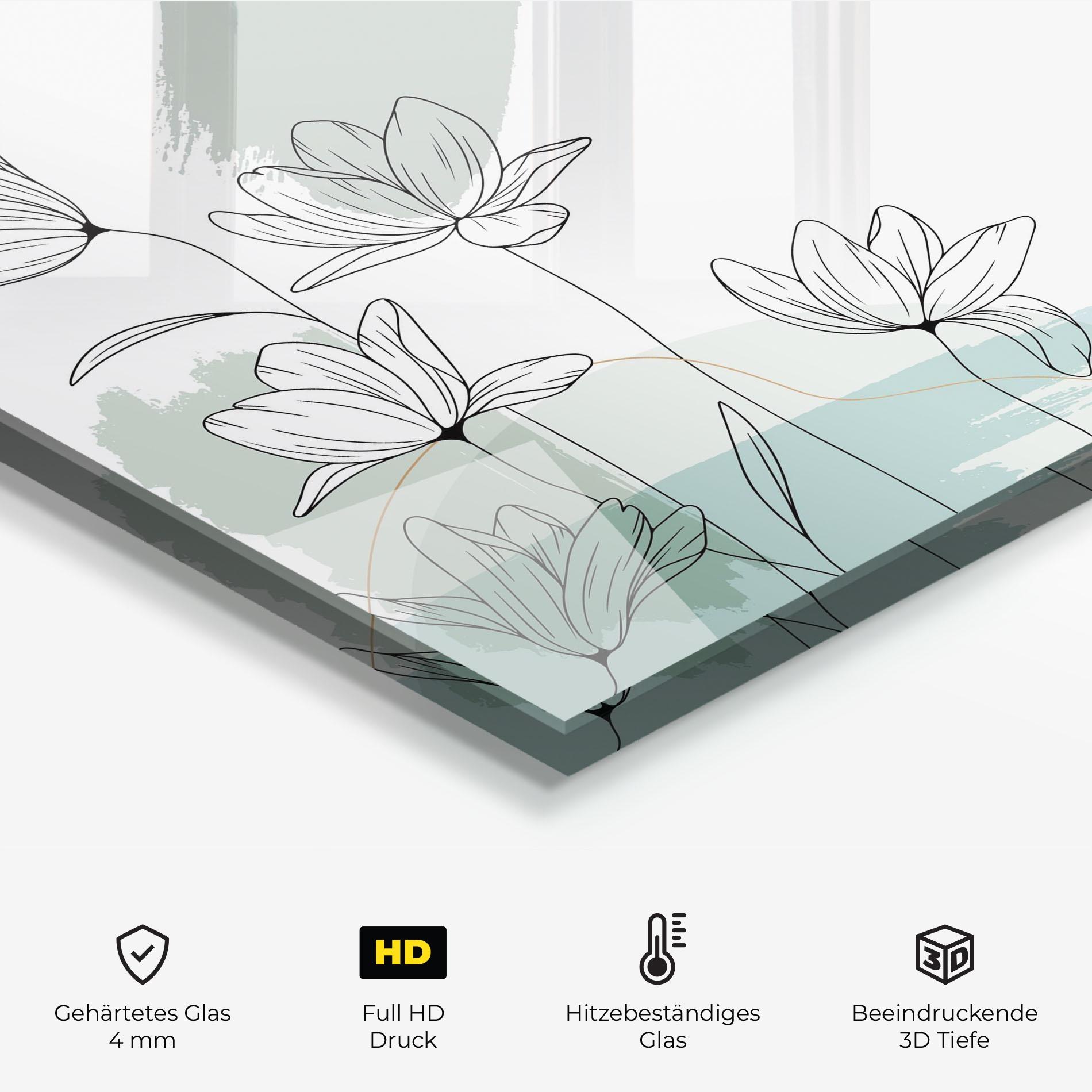 Küchenrückwand Glas Black Blue Line mockup 2