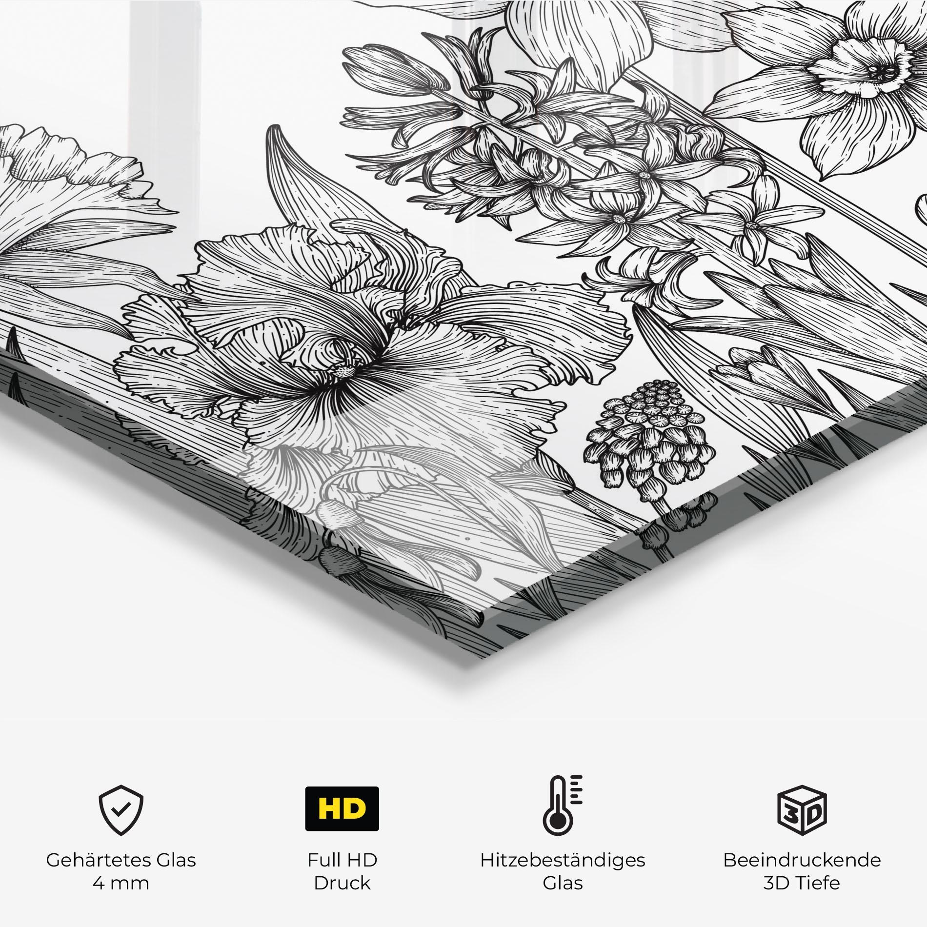 Küchenrückwand Glas Black Line Plant mockup 2