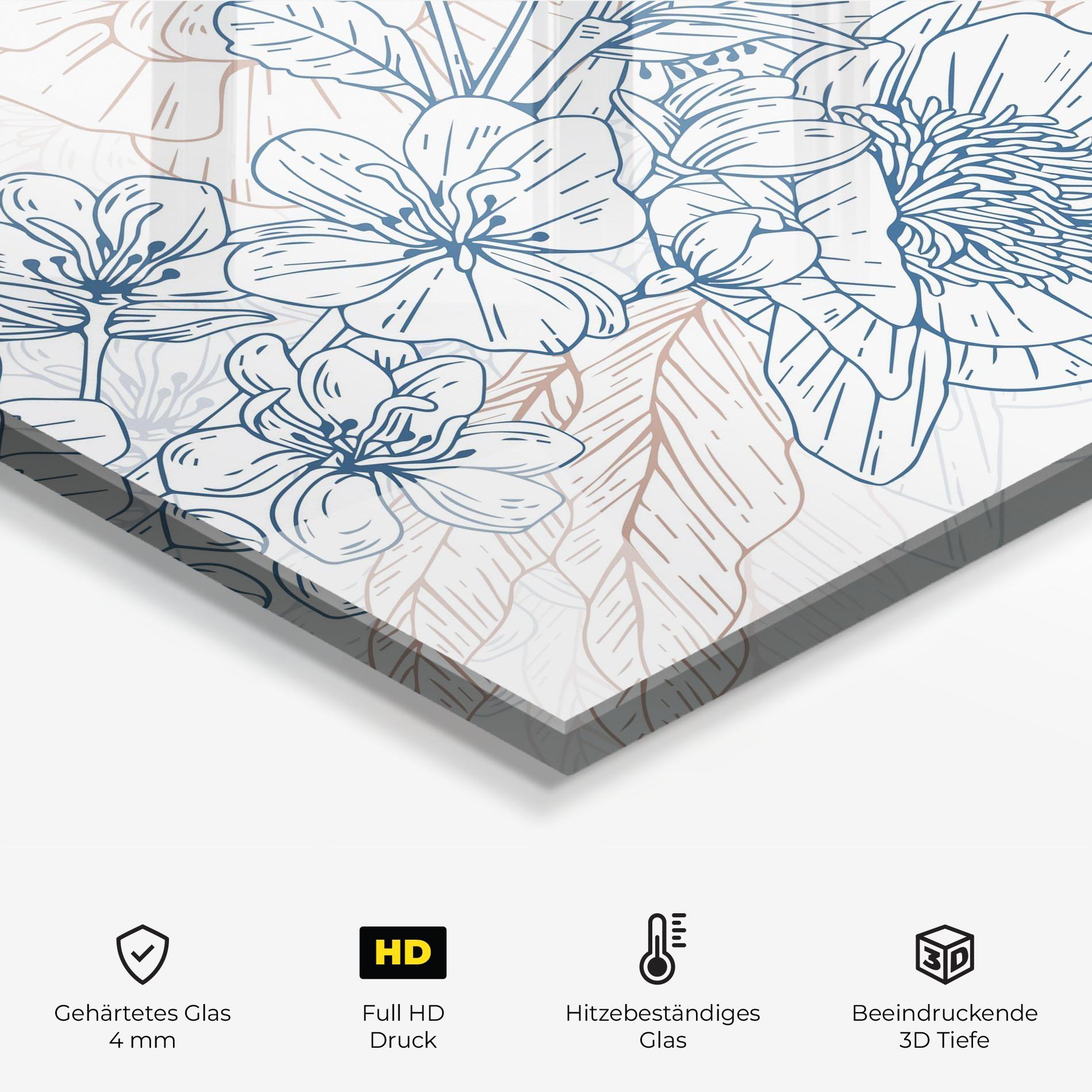 Küchenrückwand Glas Blue Cream Line mockup 2