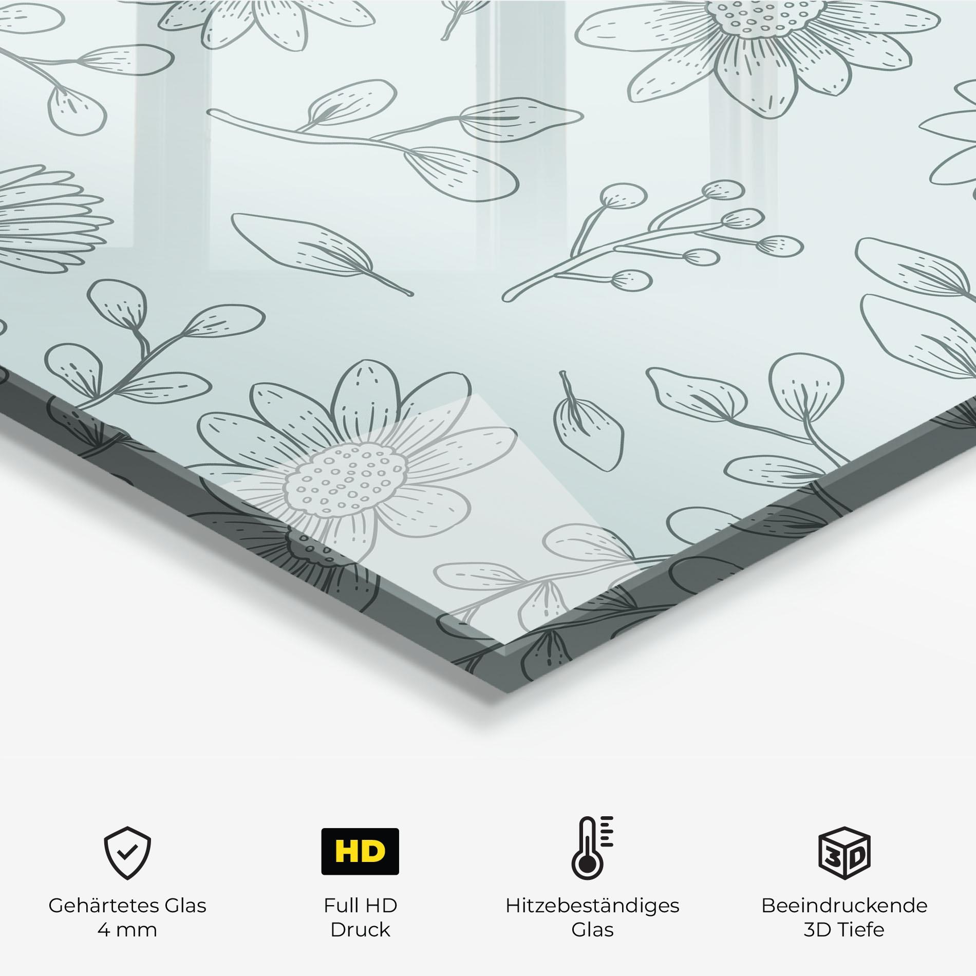 Küchenrückwand Glas Blue Grey Line mockup 2