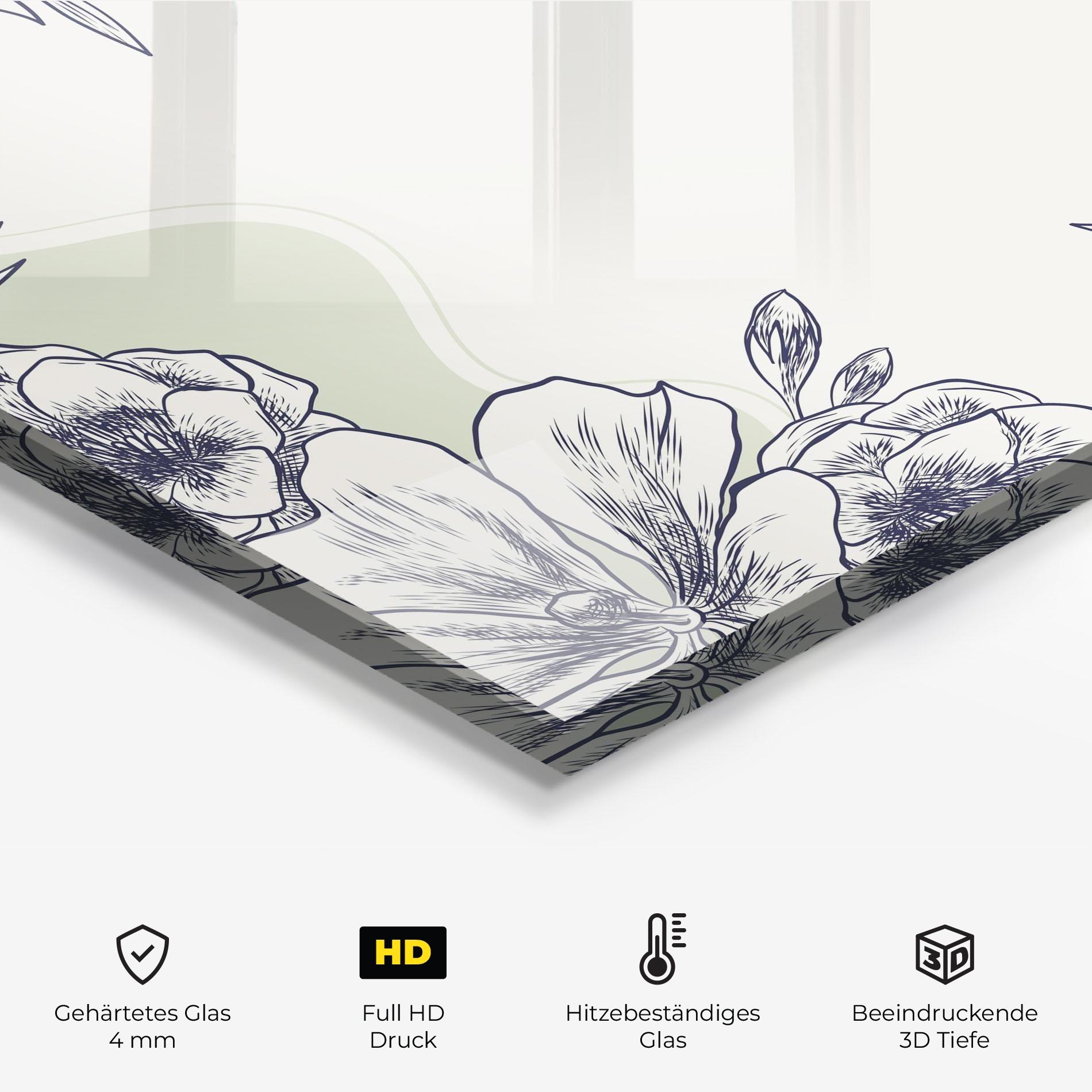 Küchenrückwand Glas Blue Line Green mockup 2