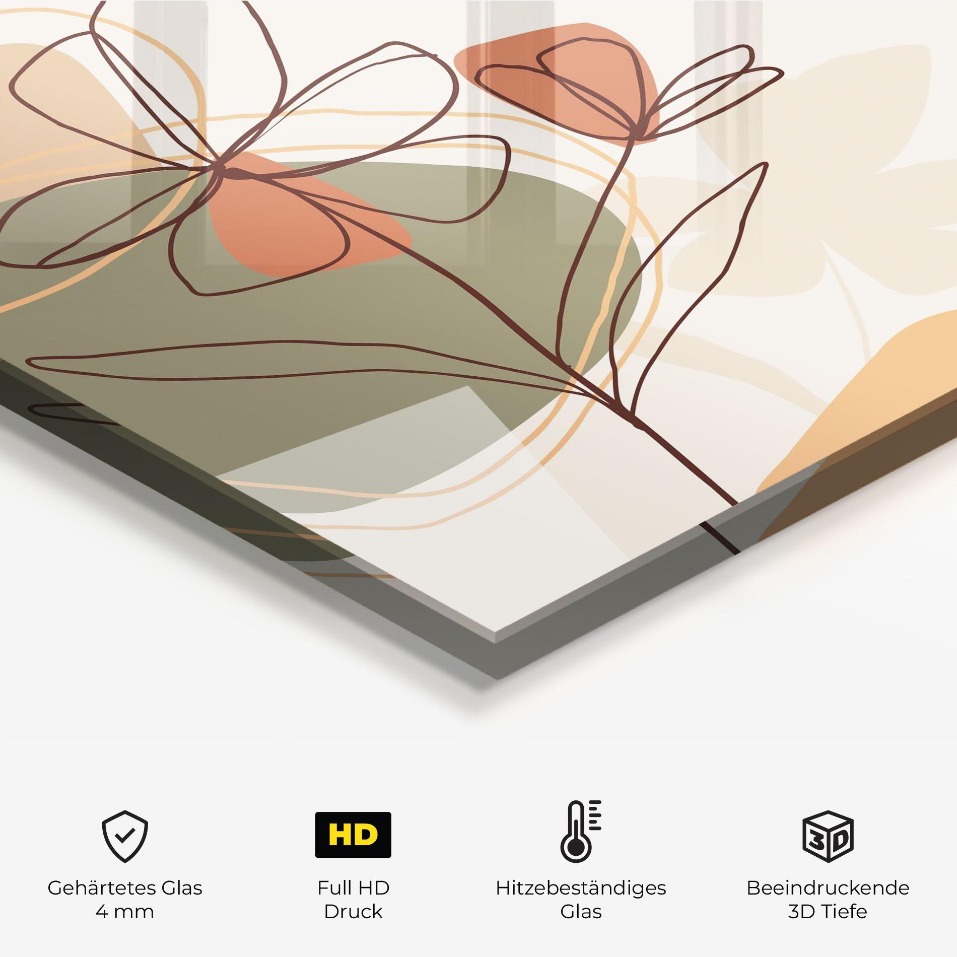 Küchenrückwand Glas Brown Line Plants mockup 2