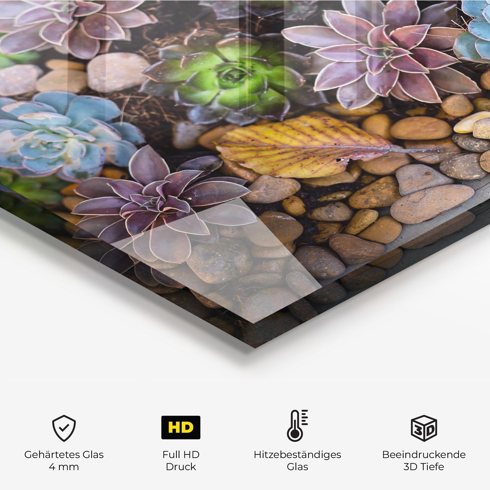 Küchenrückwand Glas Colorful Flowers mockup 2