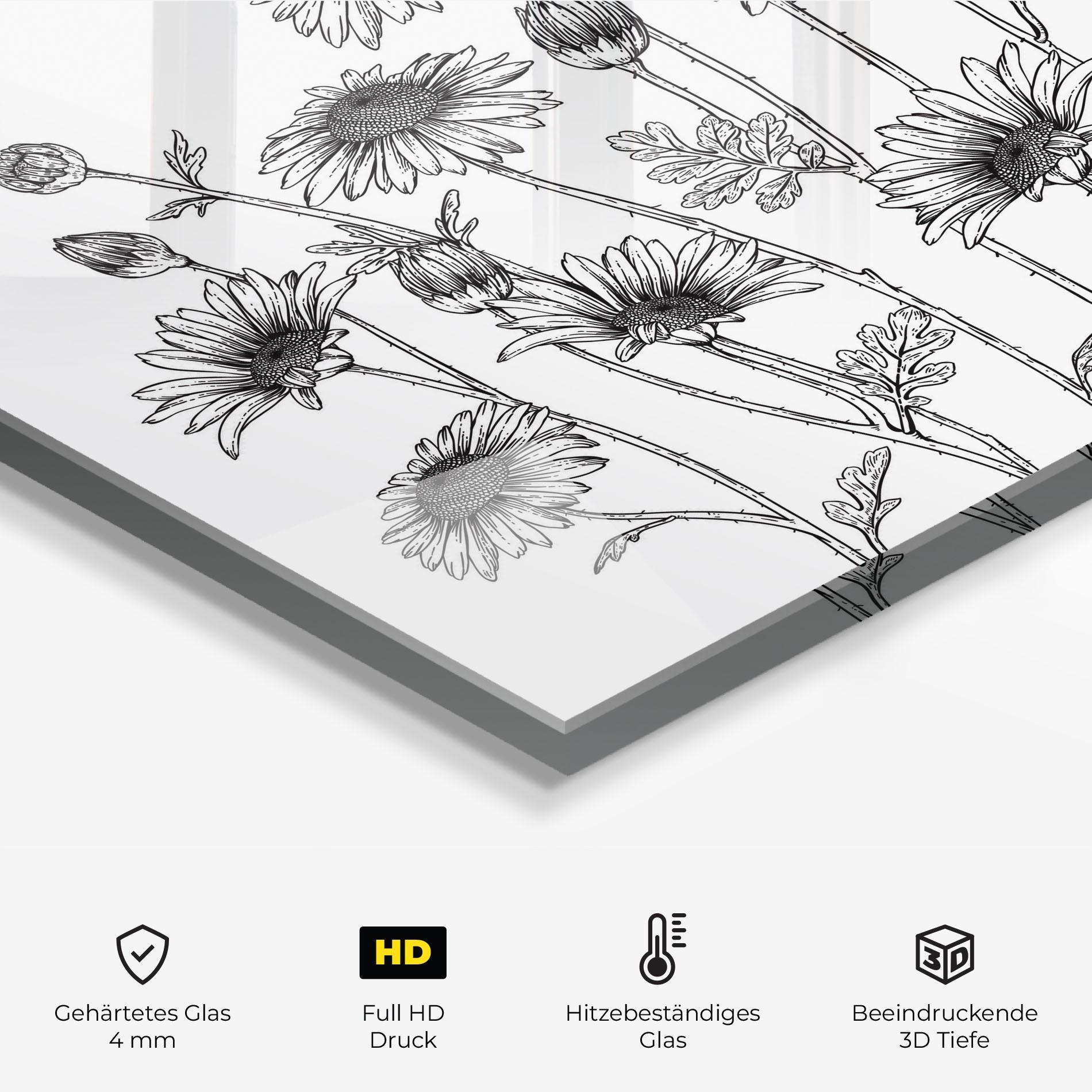 Küchenrückwand Glas Daisy Black Line mockup 2