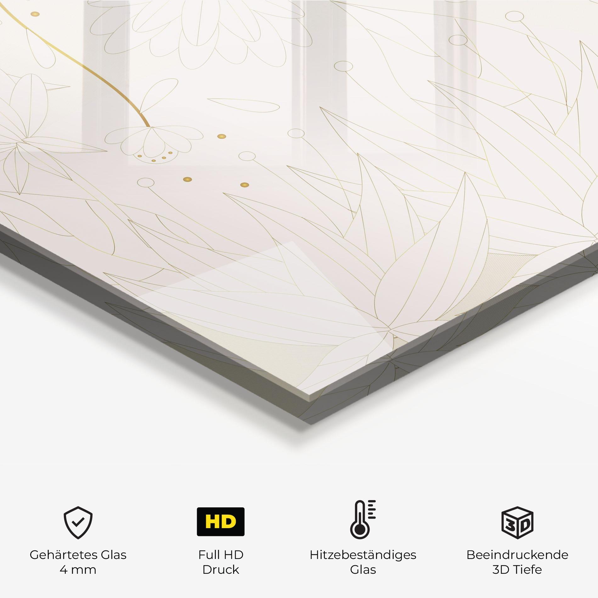 Küchenrückwand Glas Flower Cream Line mockup 2