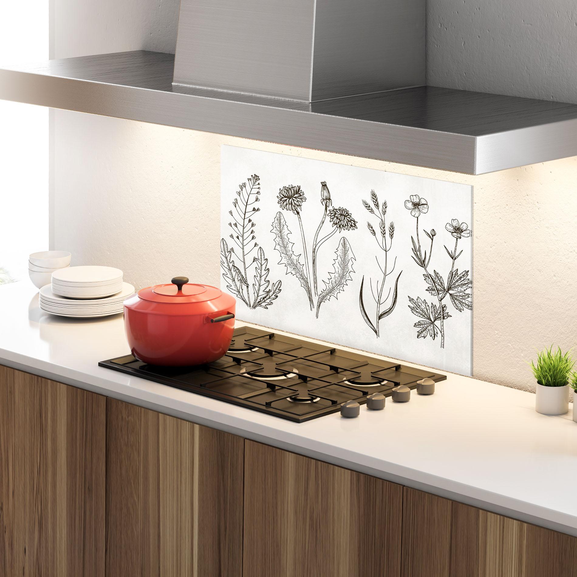 Küchenrückwand Glas Black Line White mockup 4