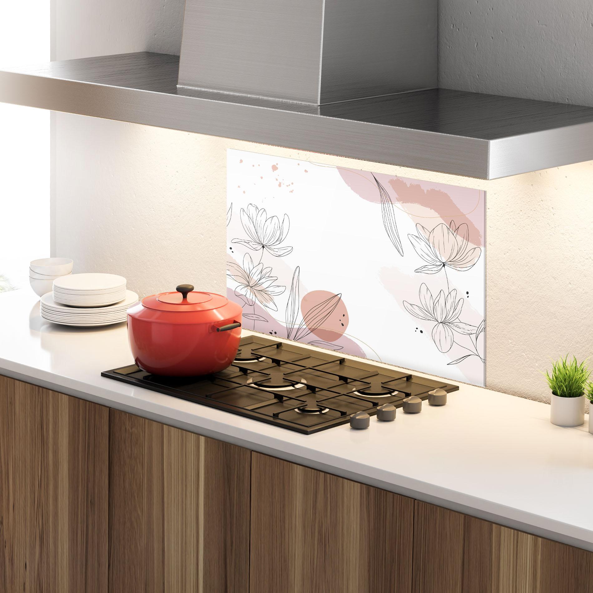 Küchenrückwand Glas Black Pink Line mockup 4