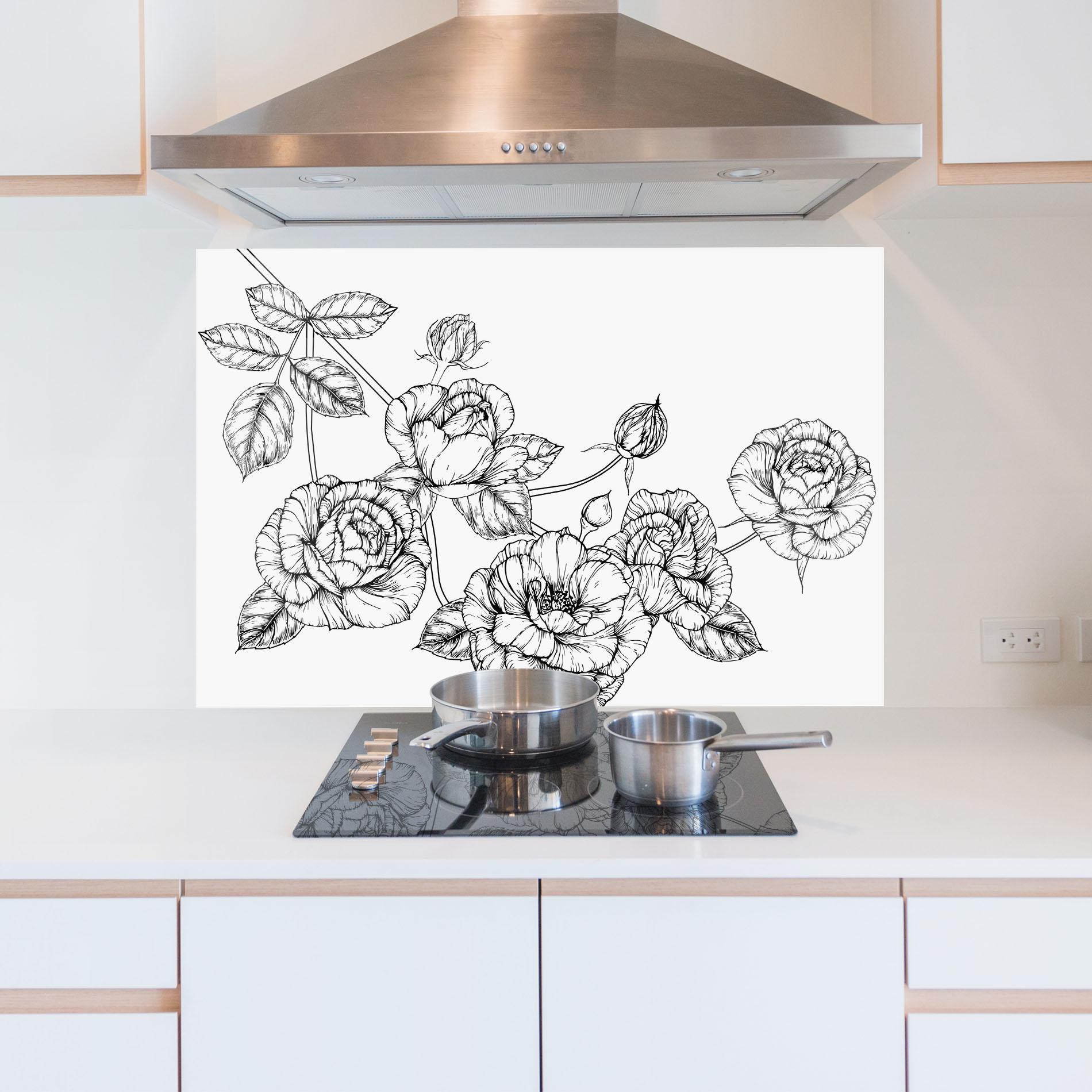 Küchenrückwand Glas Big Roses Line mockup 5