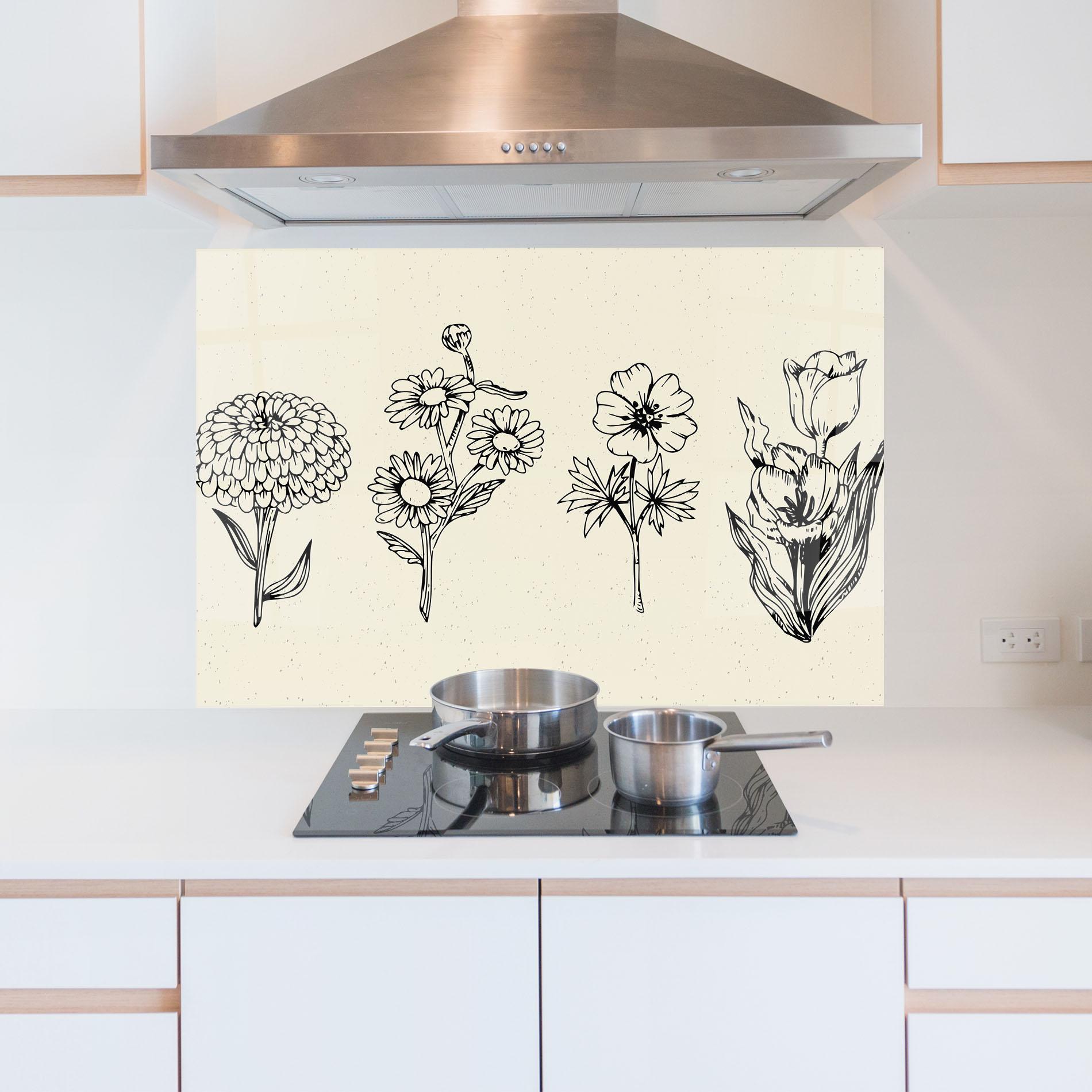 Küchenrückwand Glas Black Line Cream mockup 5