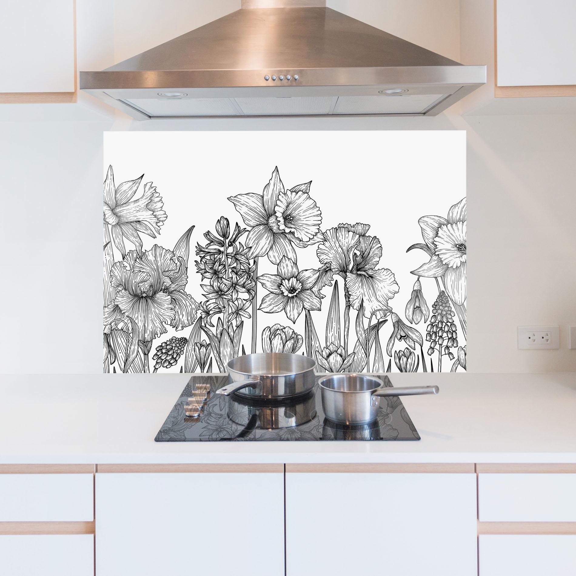 Küchenrückwand Glas Black Line Plant mockup 5