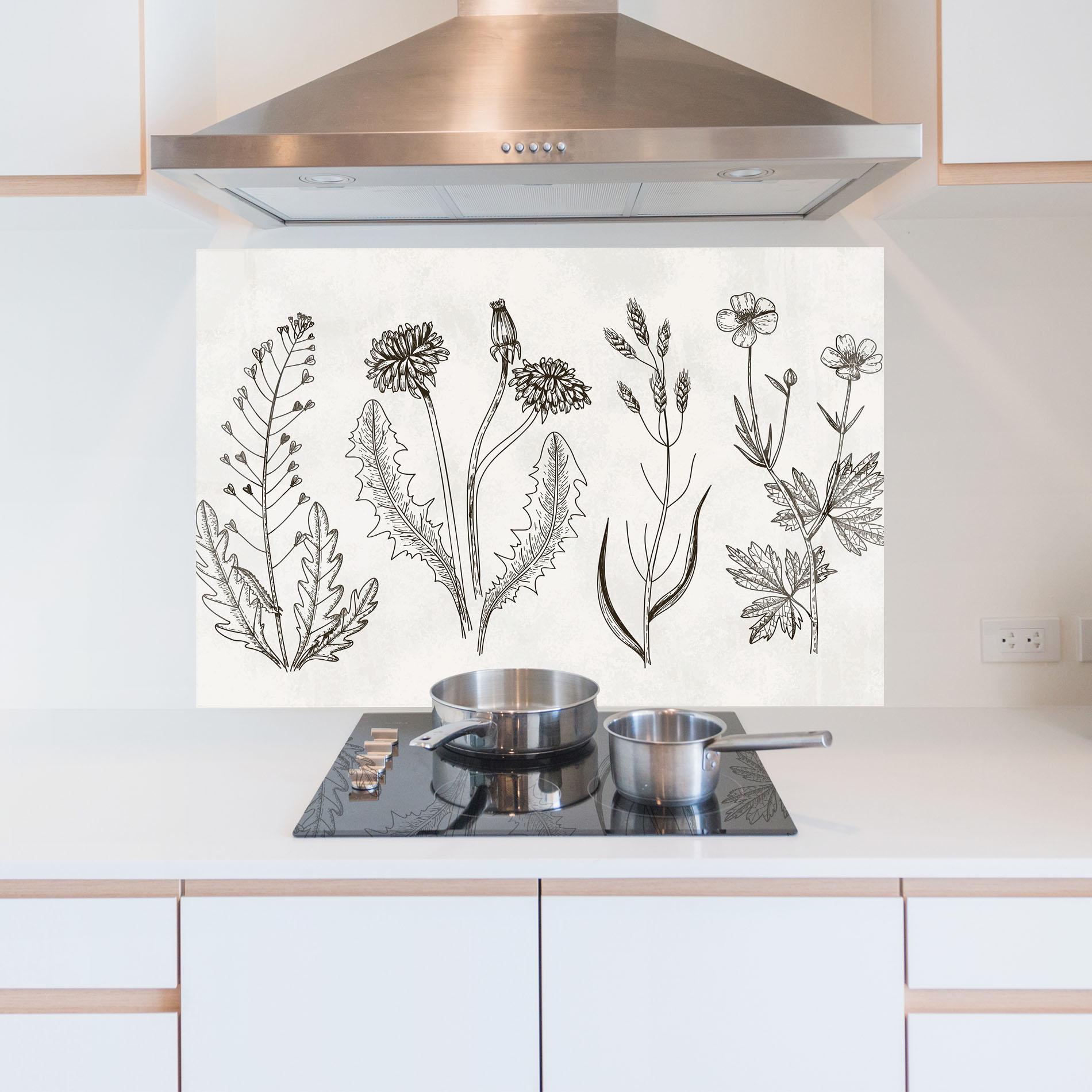 Küchenrückwand Glas Black Line White mockup 5