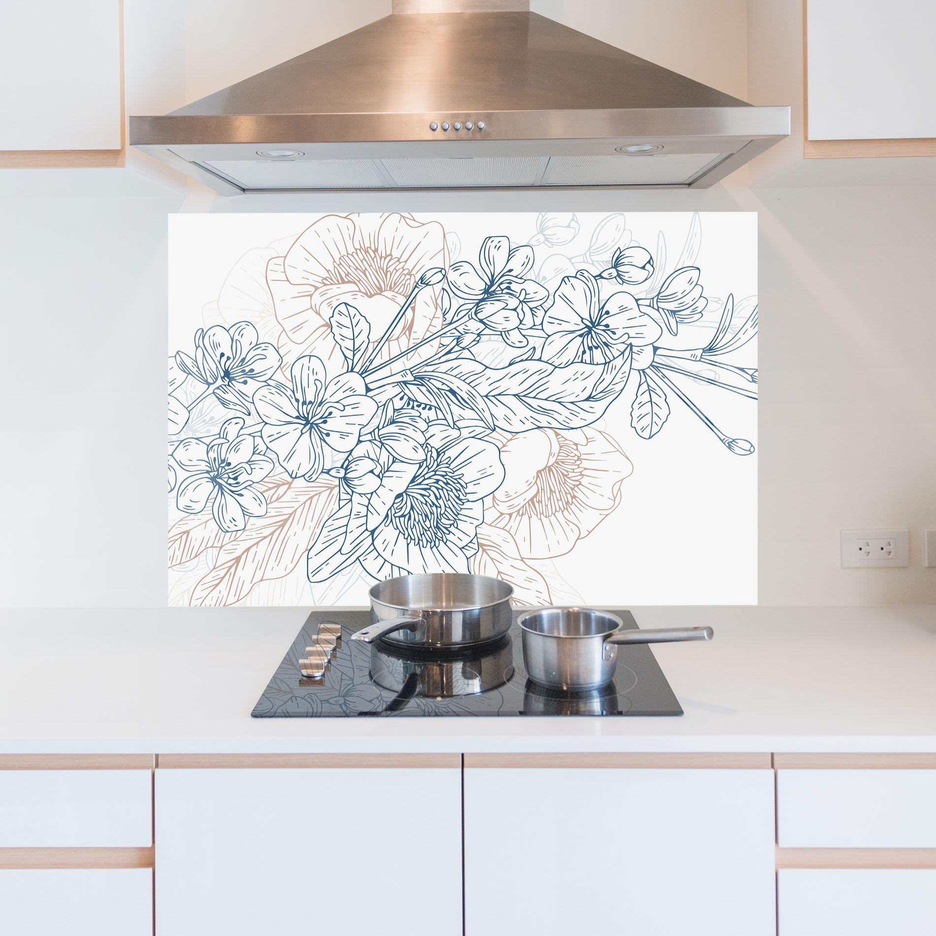 Küchenrückwand Glas Blue Cream Line mockup 5