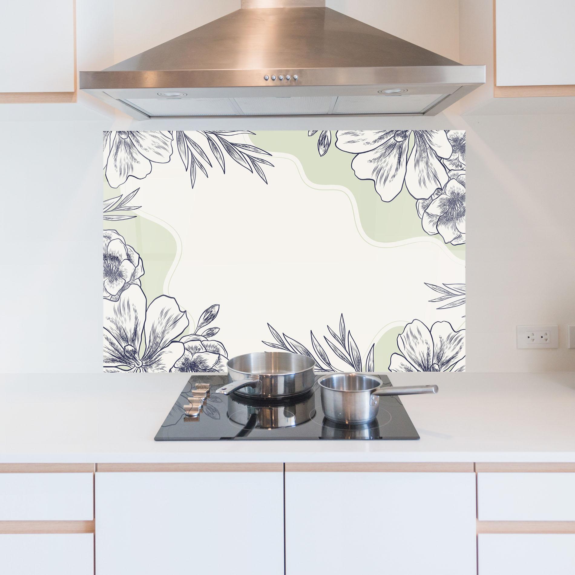 Küchenrückwand Glas Blue Line Green mockup 5