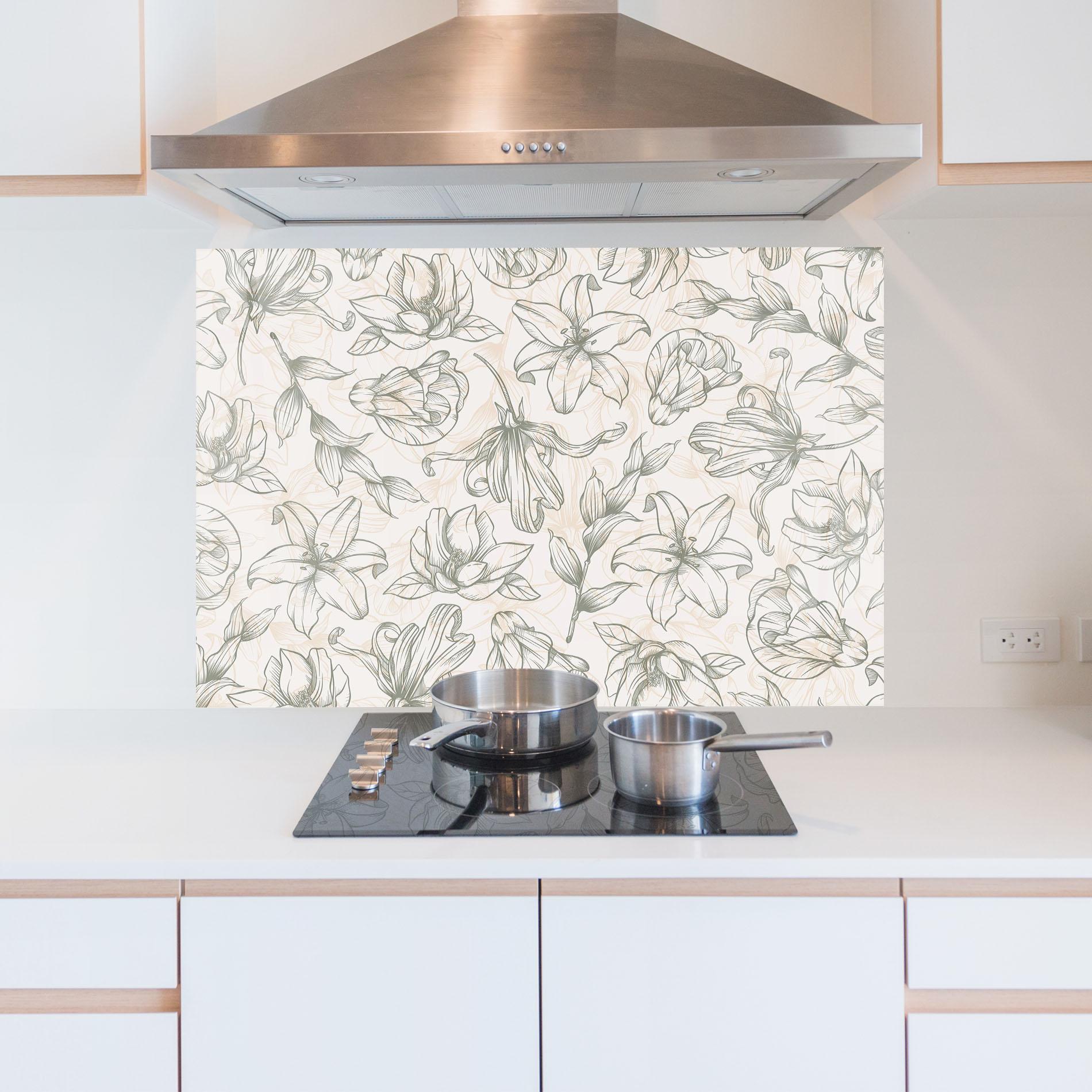 Küchenrückwand Glas Cream Grey Line mockup 5