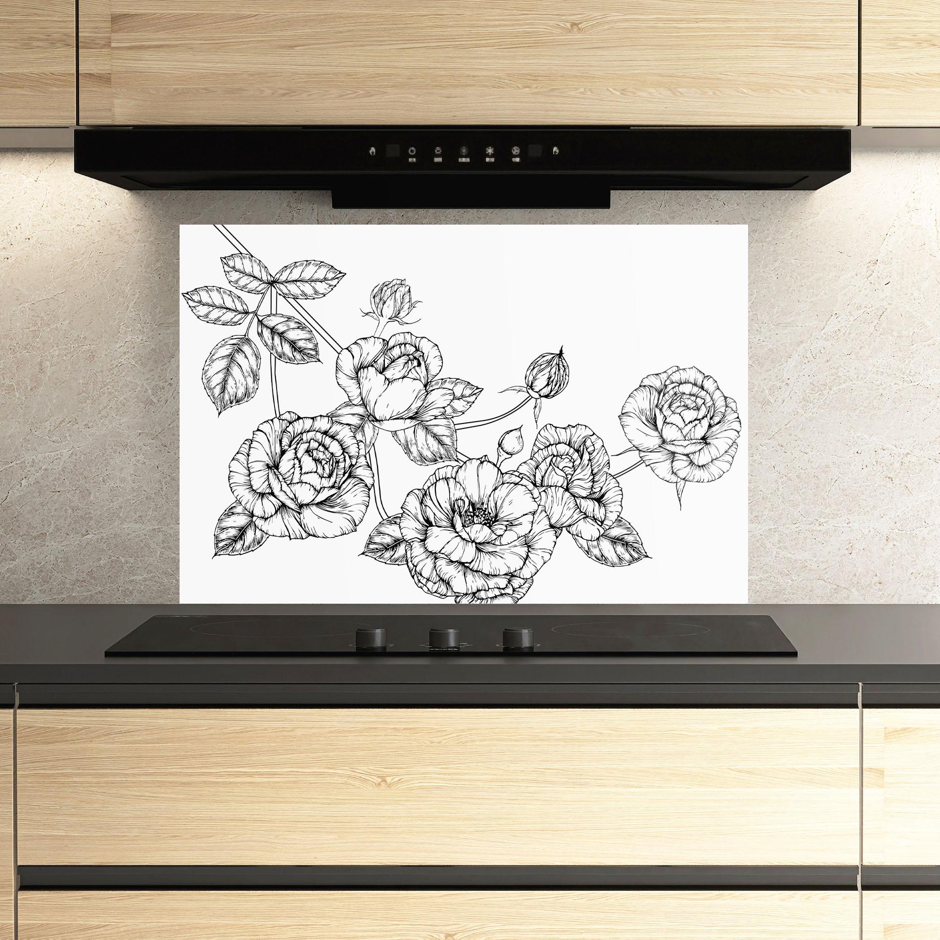 Küchenrückwand Glas Big Roses Line mockup 3