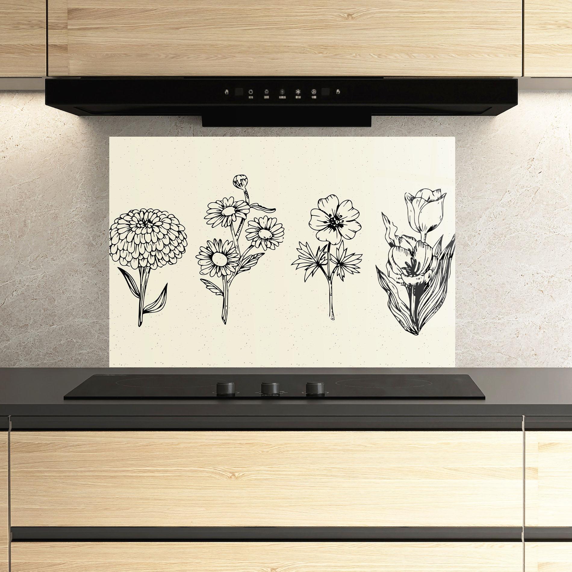 Küchenrückwand Glas Black Line Cream mockup 3