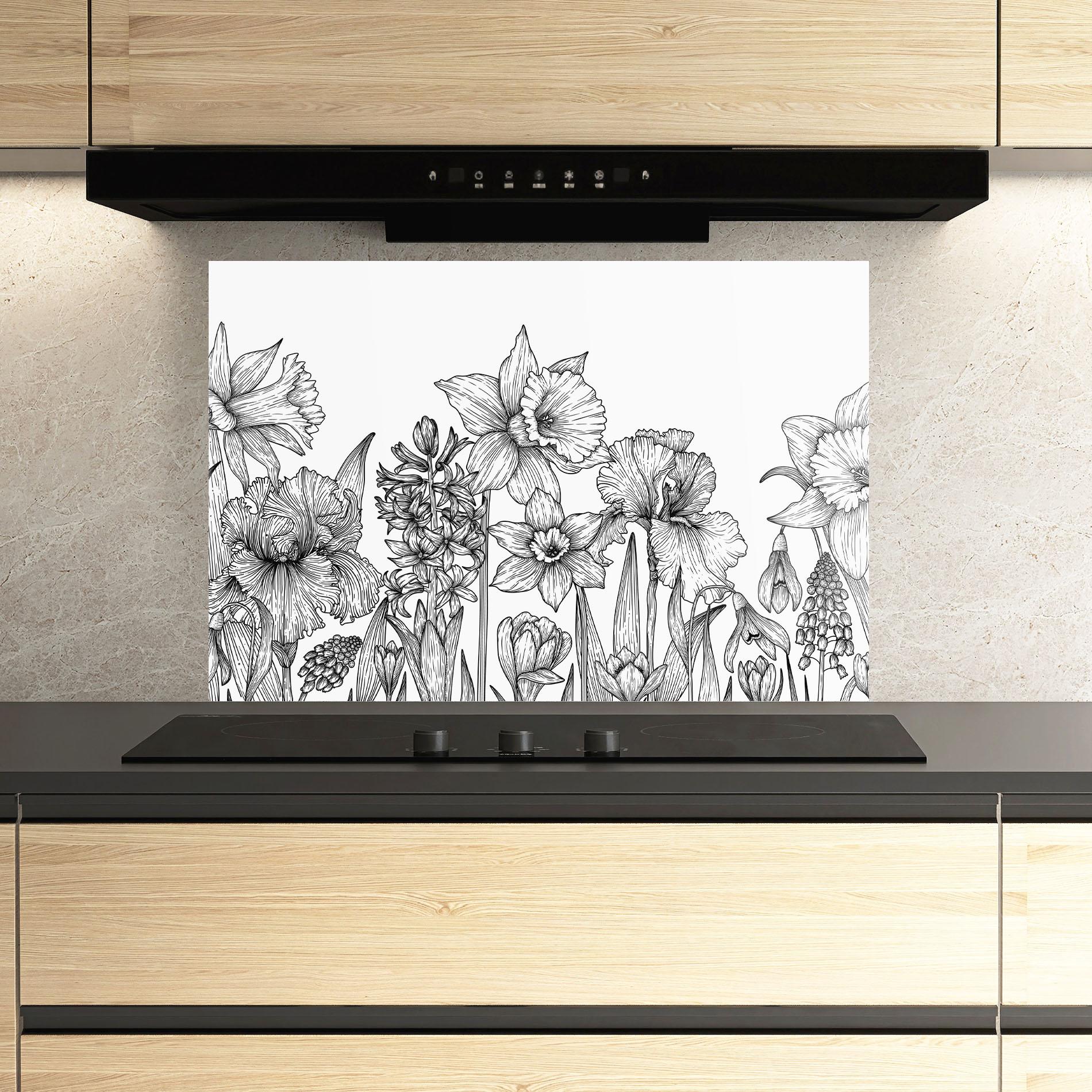 Küchenrückwand Glas Black Line Plant mockup 3