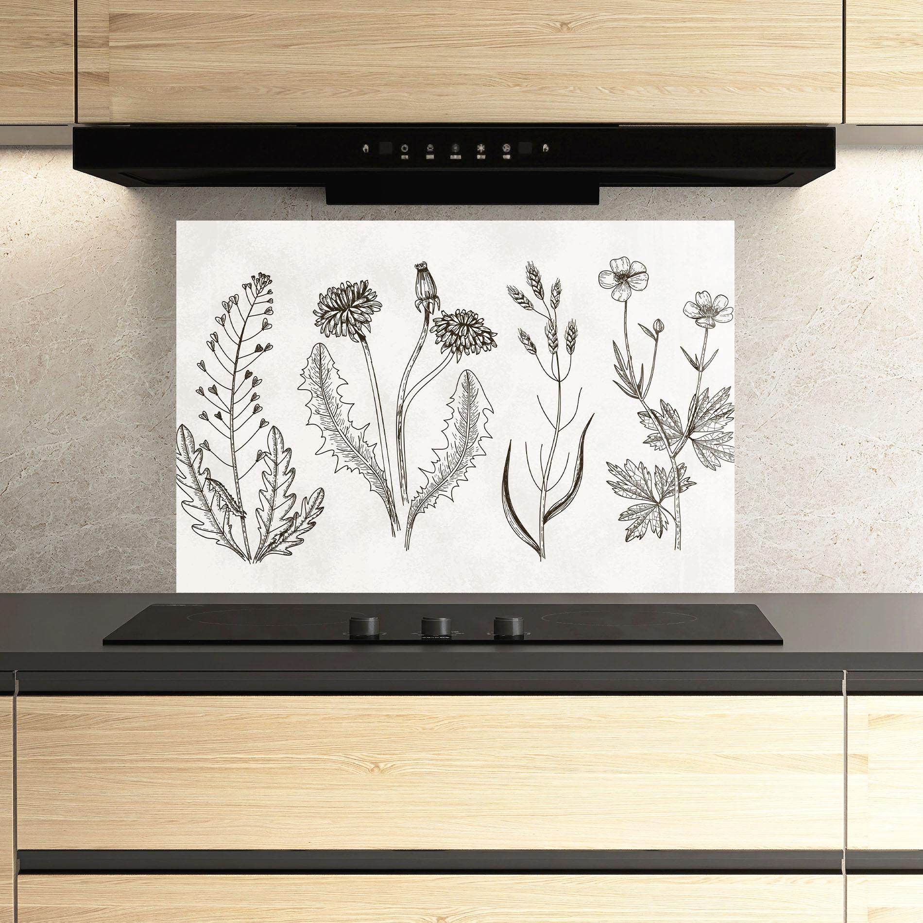 Küchenrückwand Glas Black Line White mockup 3